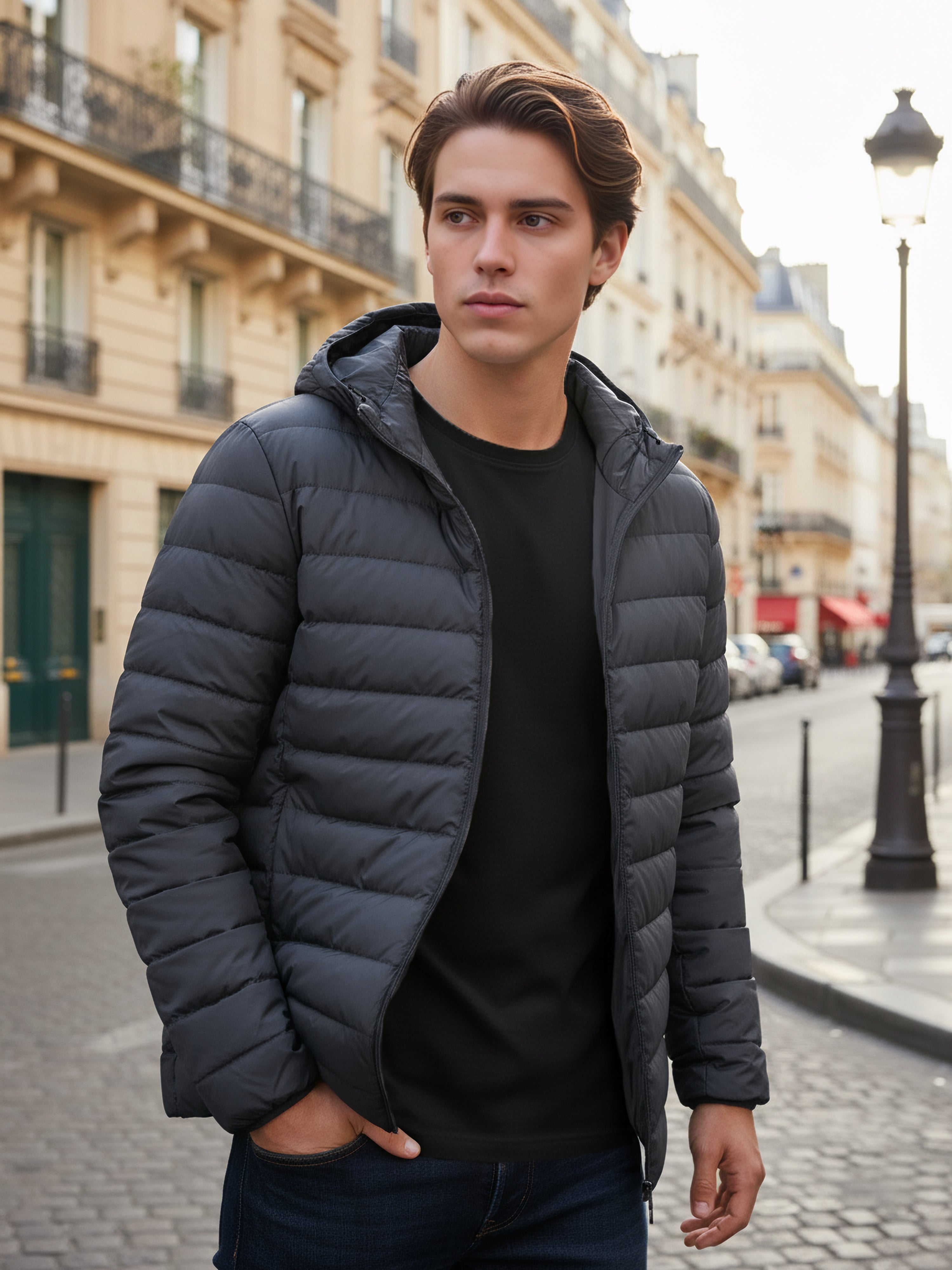 Celio* Men Grey Solid Regular Fit Polyester Jackets