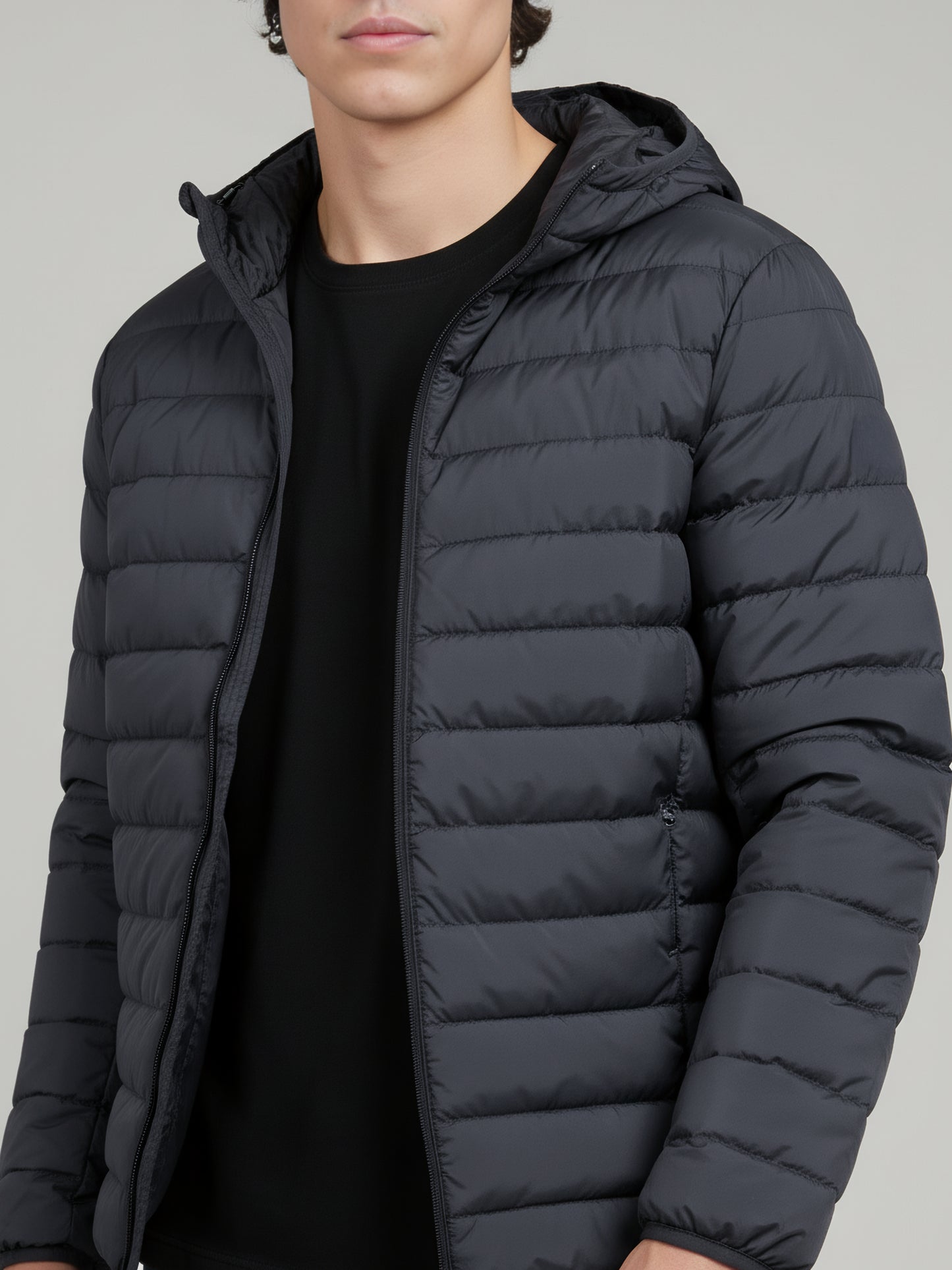 Celio* Men Grey Solid Regular Fit Polyester Jackets