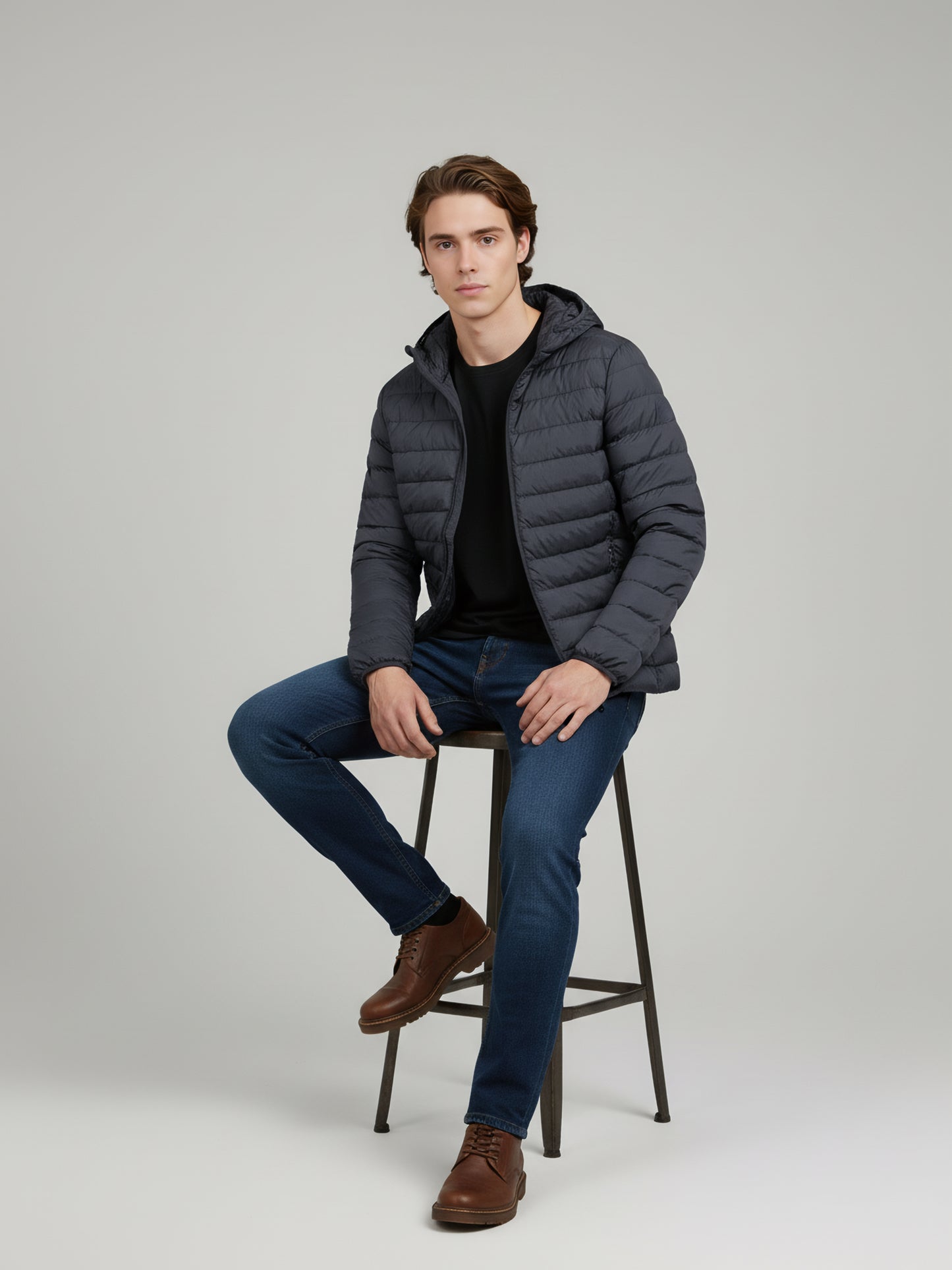 Celio* Men Grey Solid Regular Fit Polyester Jackets