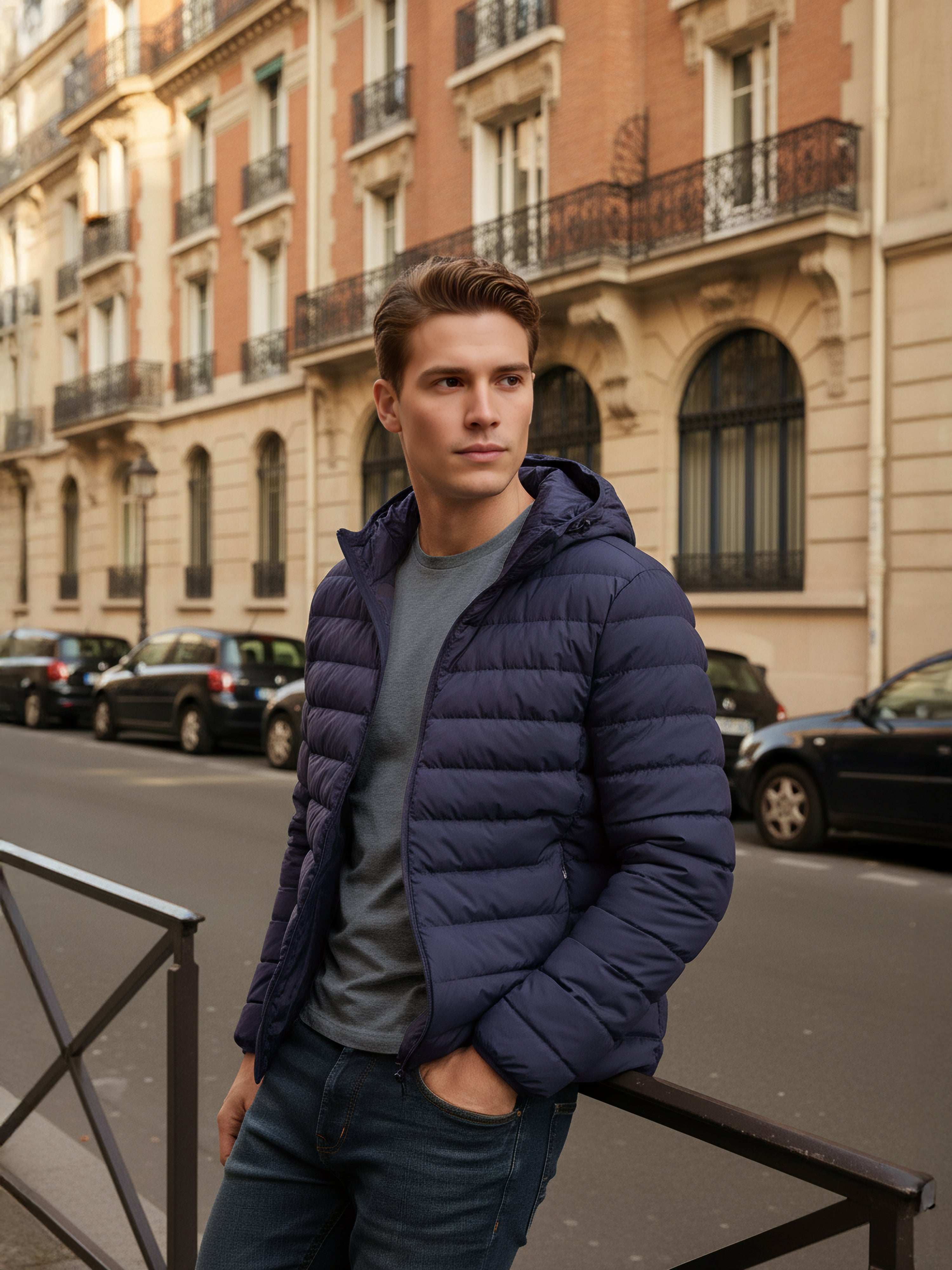 Celio* Men Navy Blue Solid Regular Fit Polyester Jackets