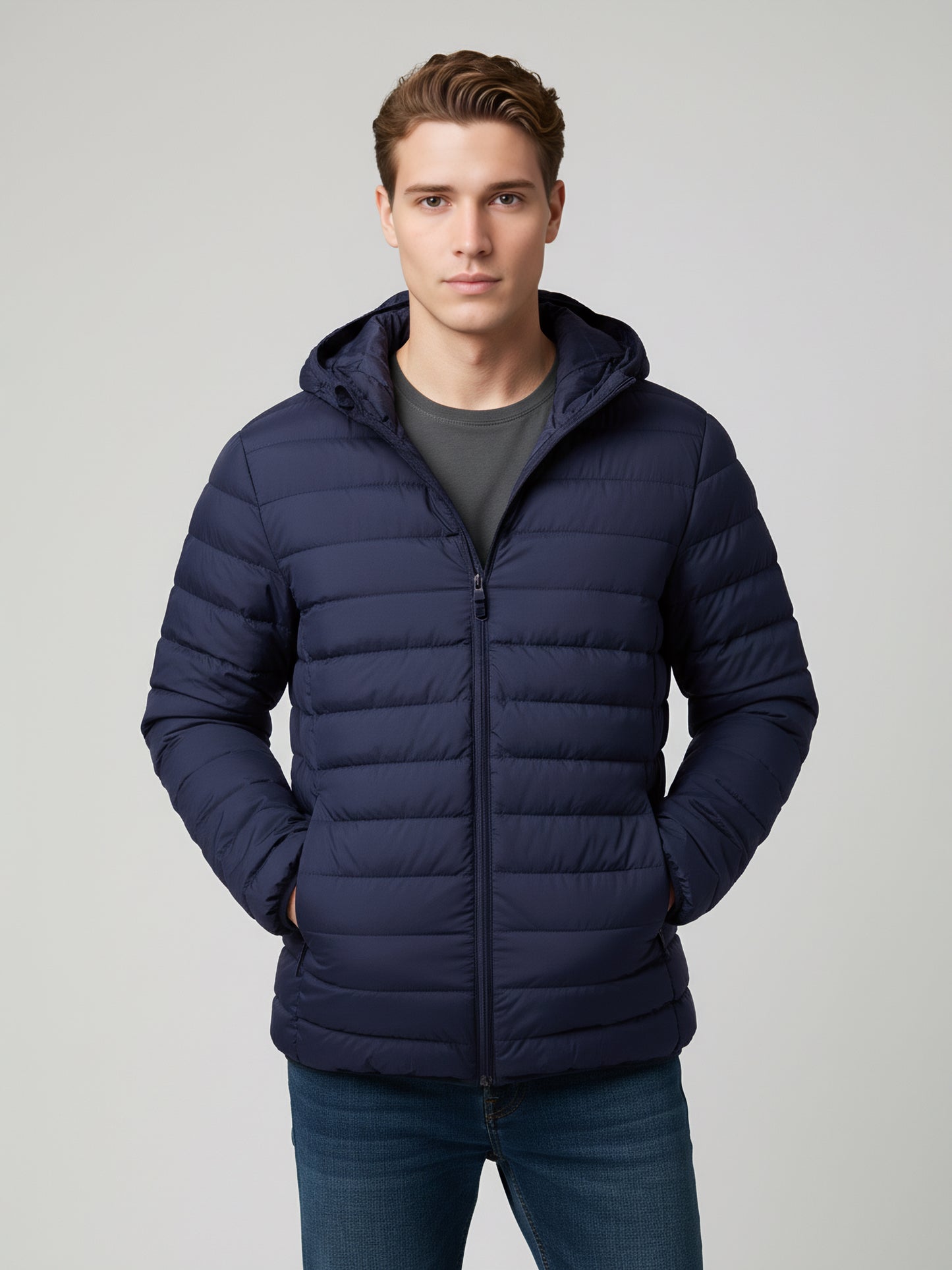 Celio* Men Navy Blue Solid Regular Fit Polyester Jackets