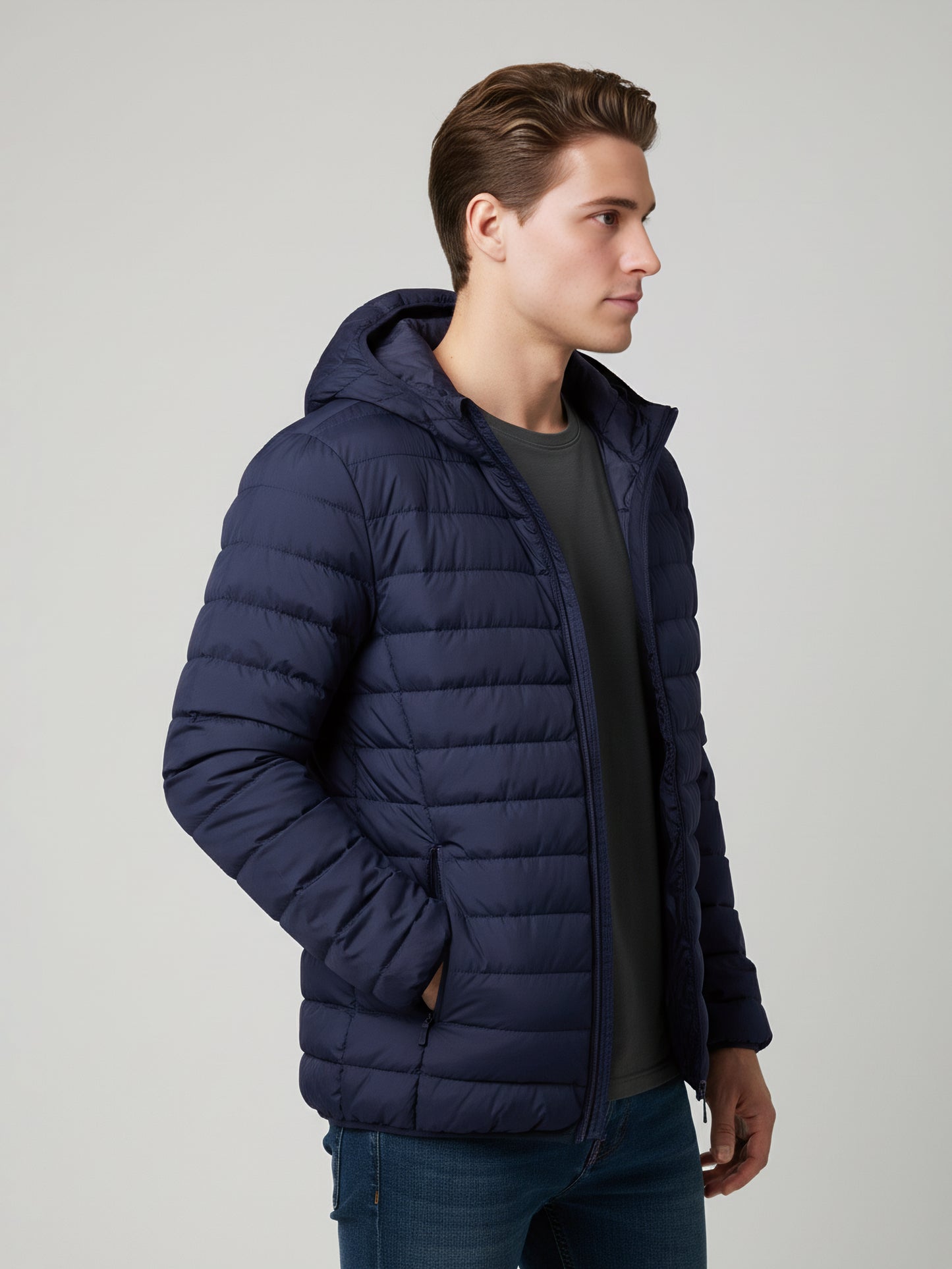 Celio* Men Navy Blue Solid Regular Fit Polyester Jackets