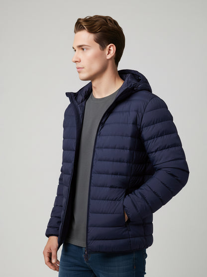 Celio* Men Navy Blue Solid Regular Fit Polyester Jackets