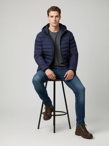 Celio* Men Navy Blue Solid Regular Fit Polyester Jackets