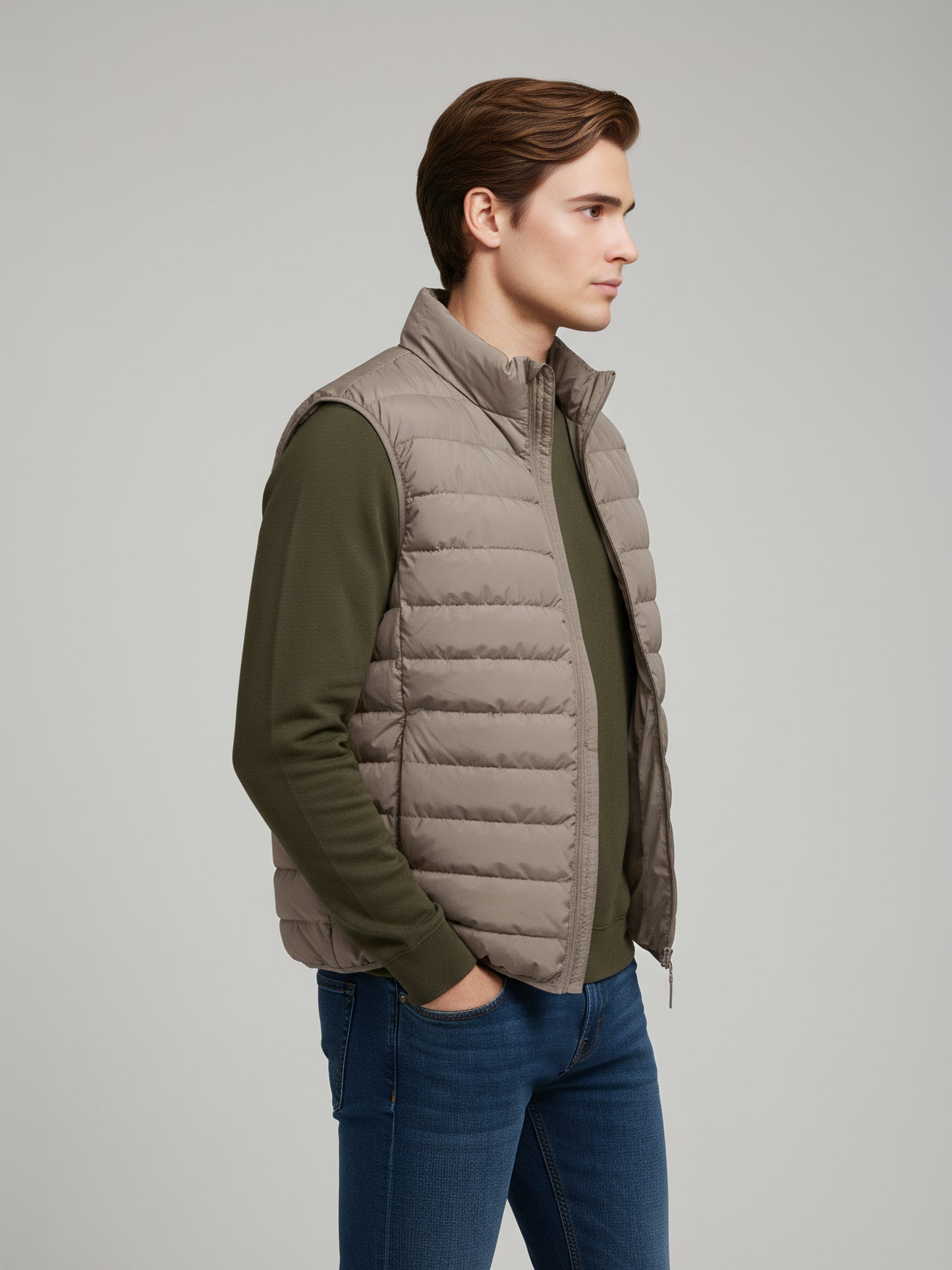 Celio* Men Beige Solid Regular Fit Polyester Jackets