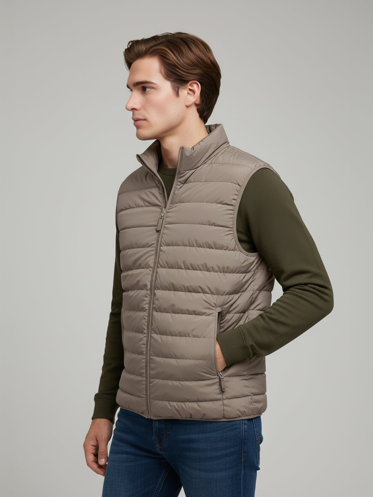 Celio* Men Beige Solid Regular Fit Polyester Jackets