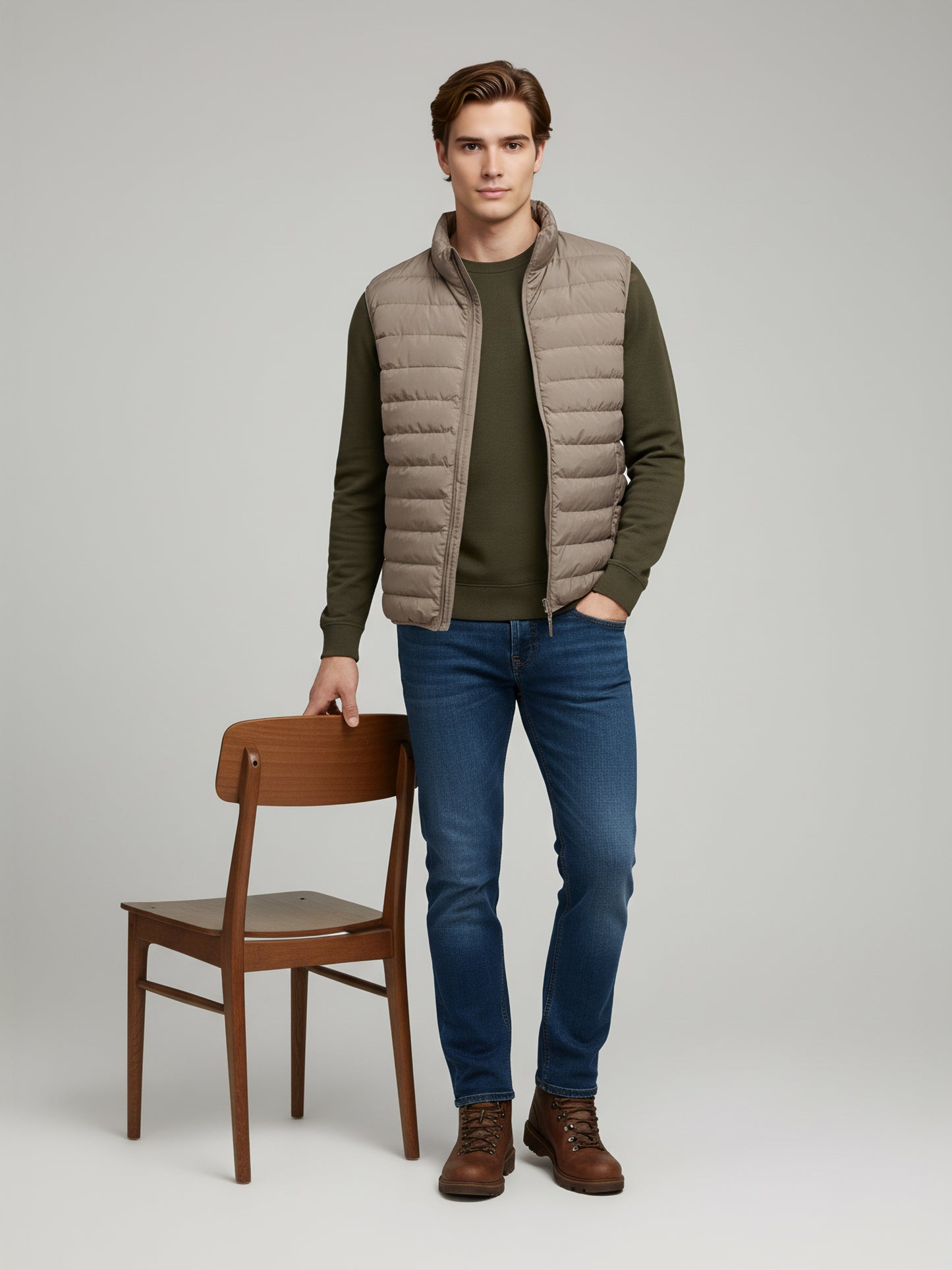 Celio* Men Beige Solid Regular Fit Polyester Jackets