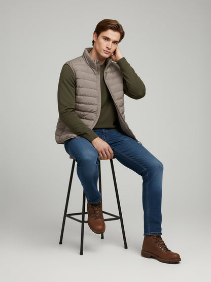 Celio* Men Beige Solid Regular Fit Polyester Jackets