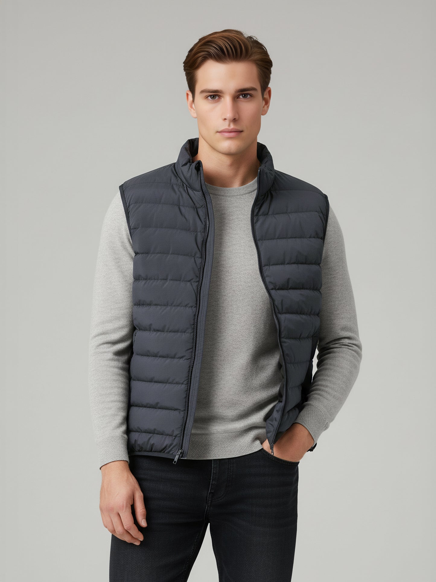 Celio* Men Grey Solid Regular Fit Polyester Jackets