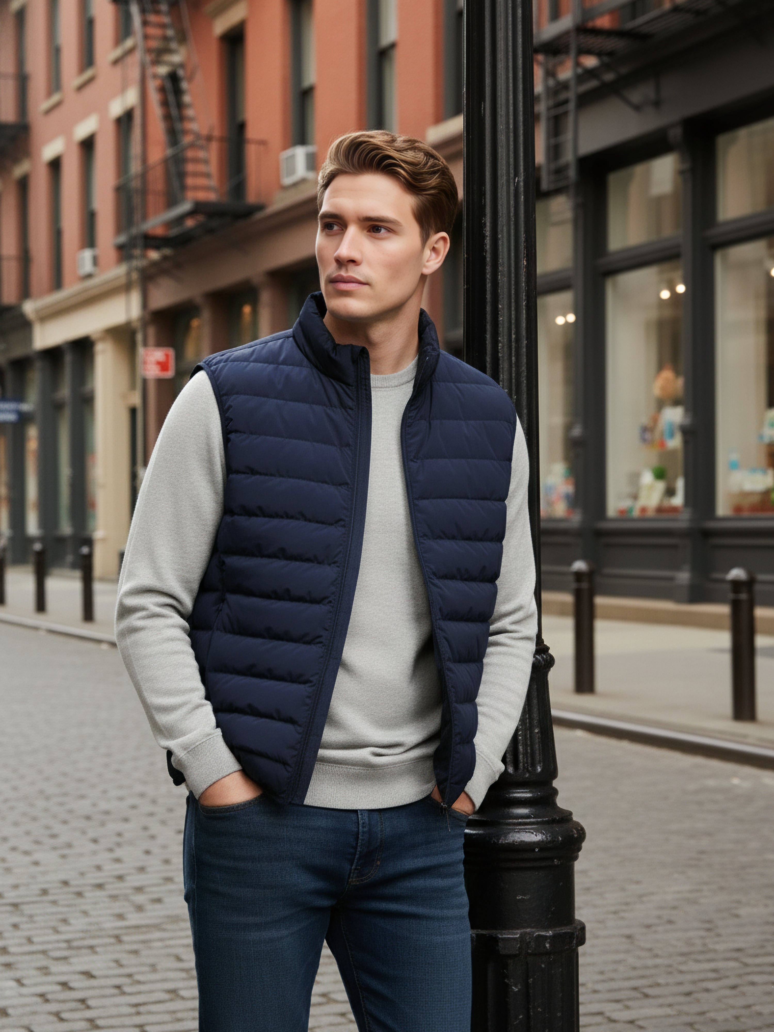 Celio* Men Navy Blue Solid Regular Fit Polyester Jackets