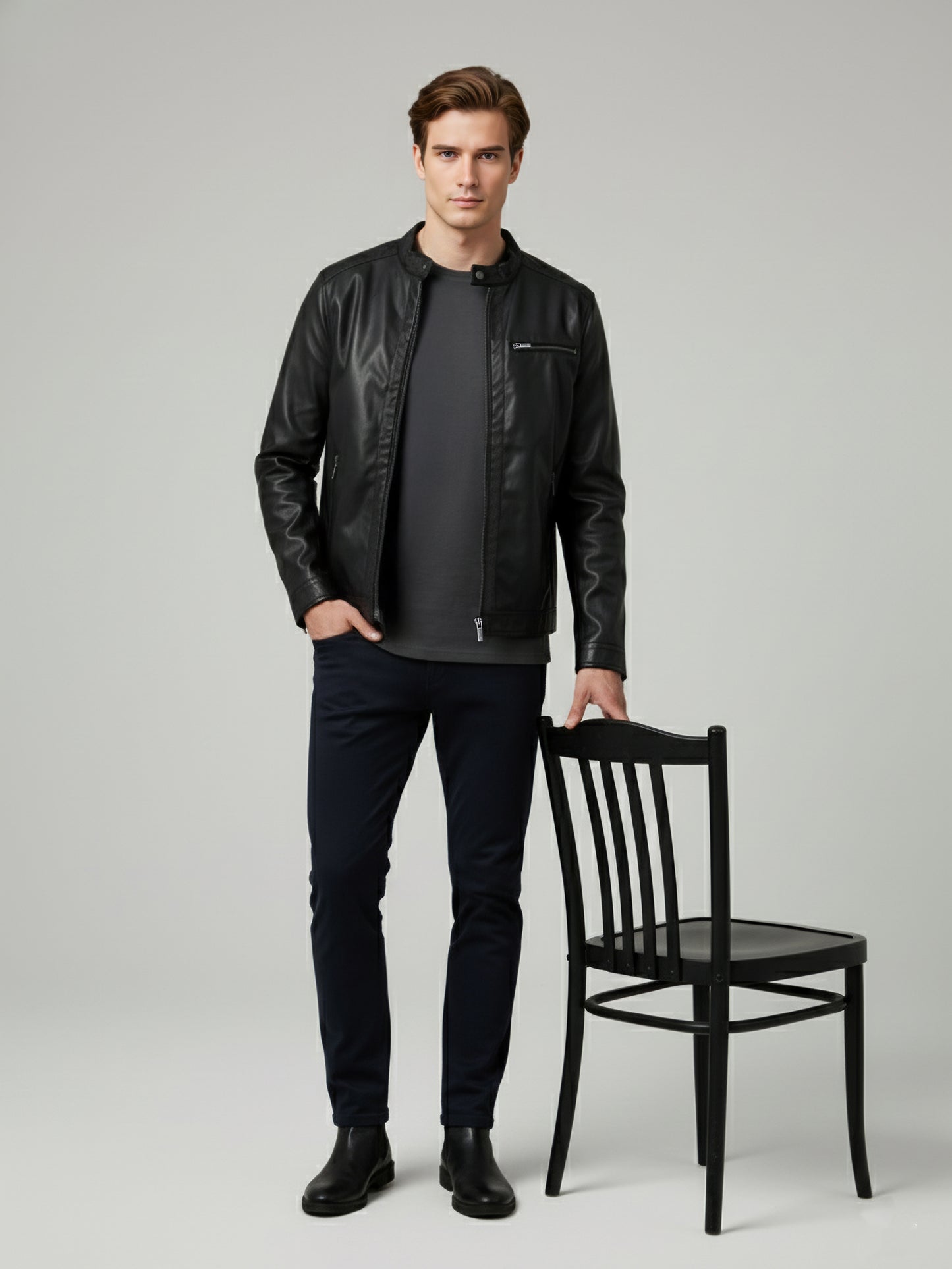 Celio* Men Black Solid Regular Fit Polyester Jackets