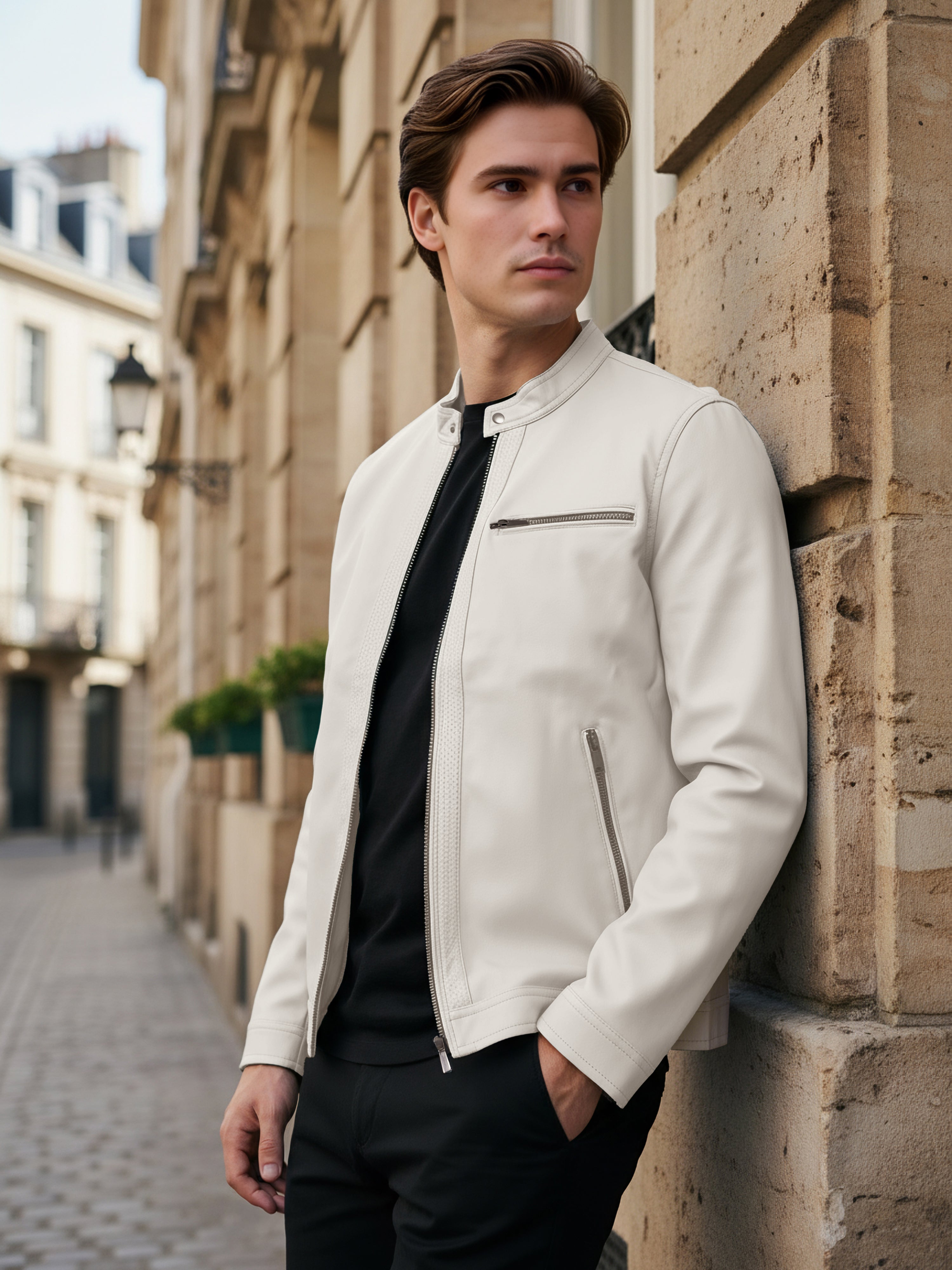 Celio* Men White Solid Regular Fit Polyester Jackets