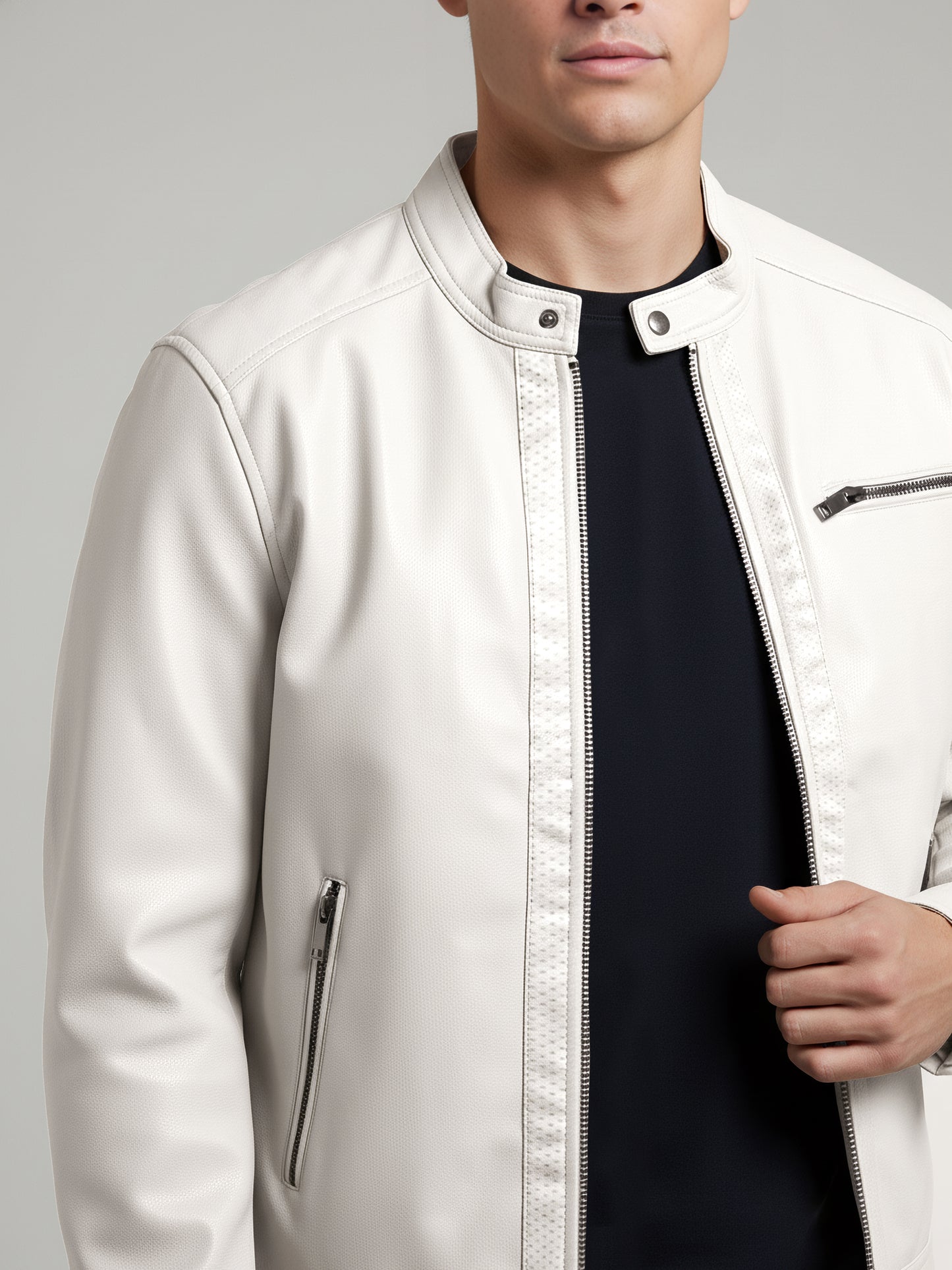 Celio* Men White Solid Regular Fit Polyester Jackets