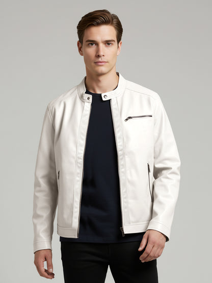 Celio* Men White Solid Regular Fit Polyester Jackets