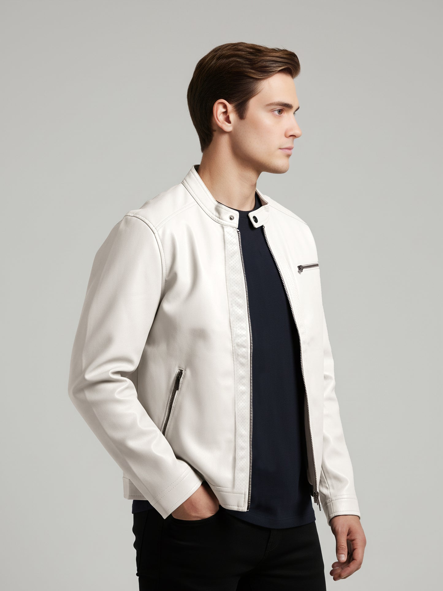 Celio* Men White Solid Regular Fit Polyester Jackets