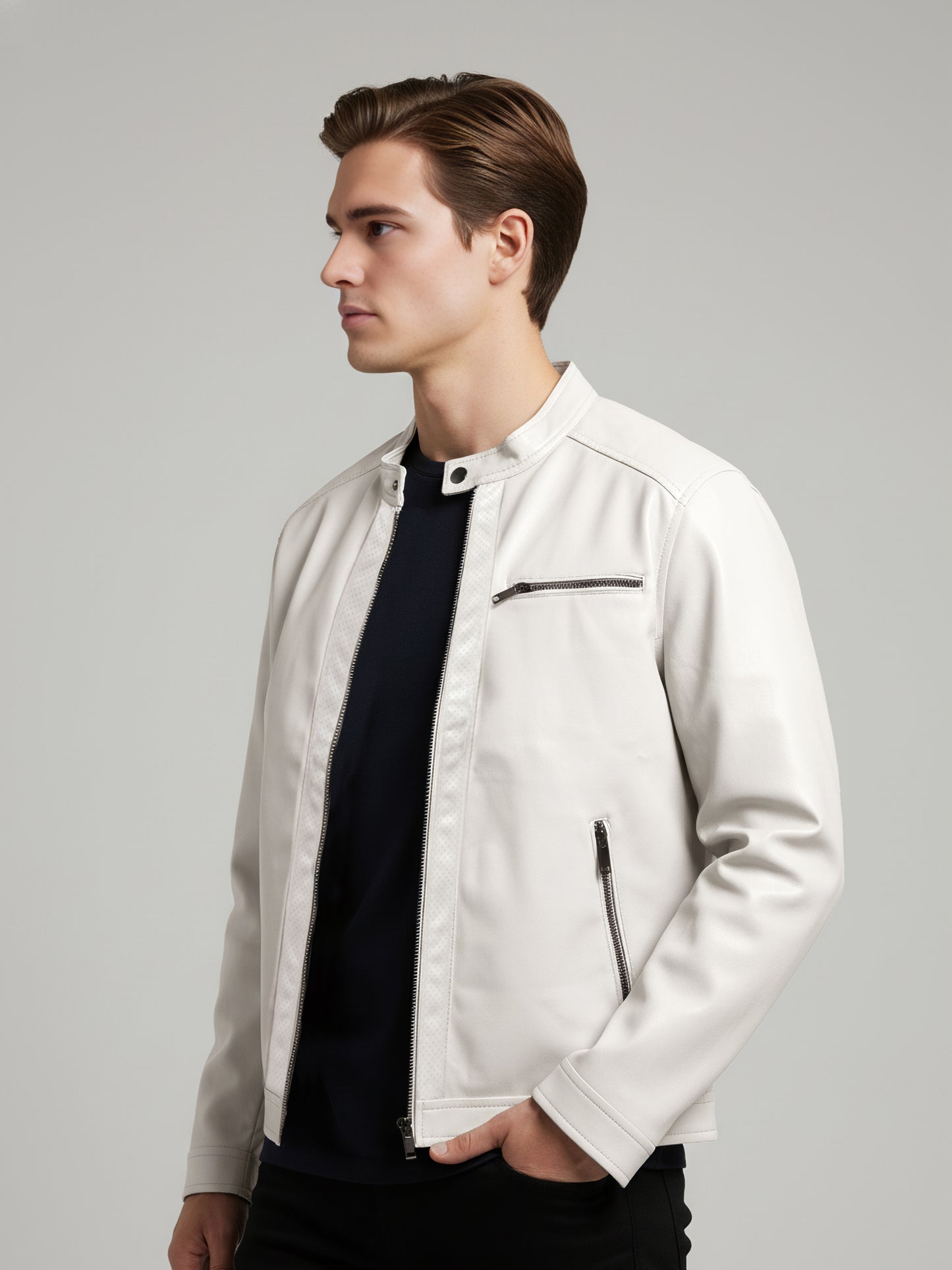 Celio* Men White Solid Regular Fit Polyester Jackets