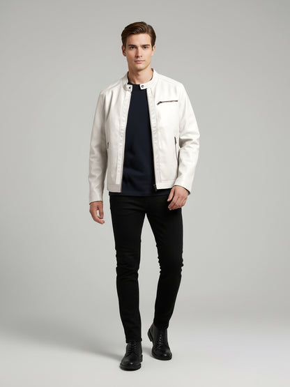 Celio* Men White Solid Regular Fit Polyester Jackets