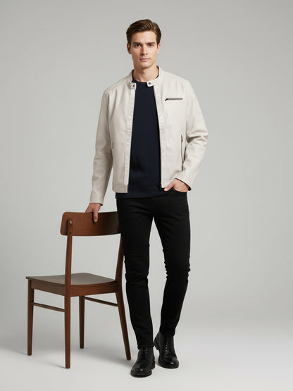 Celio* Men White Solid Regular Fit Polyester Jackets