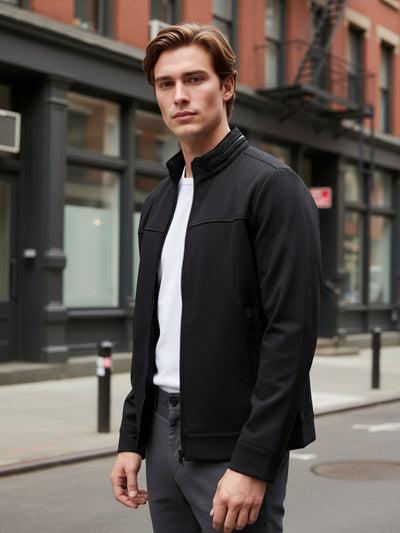 Celio* Men Black Solid Regular Fit Polyester Jackets