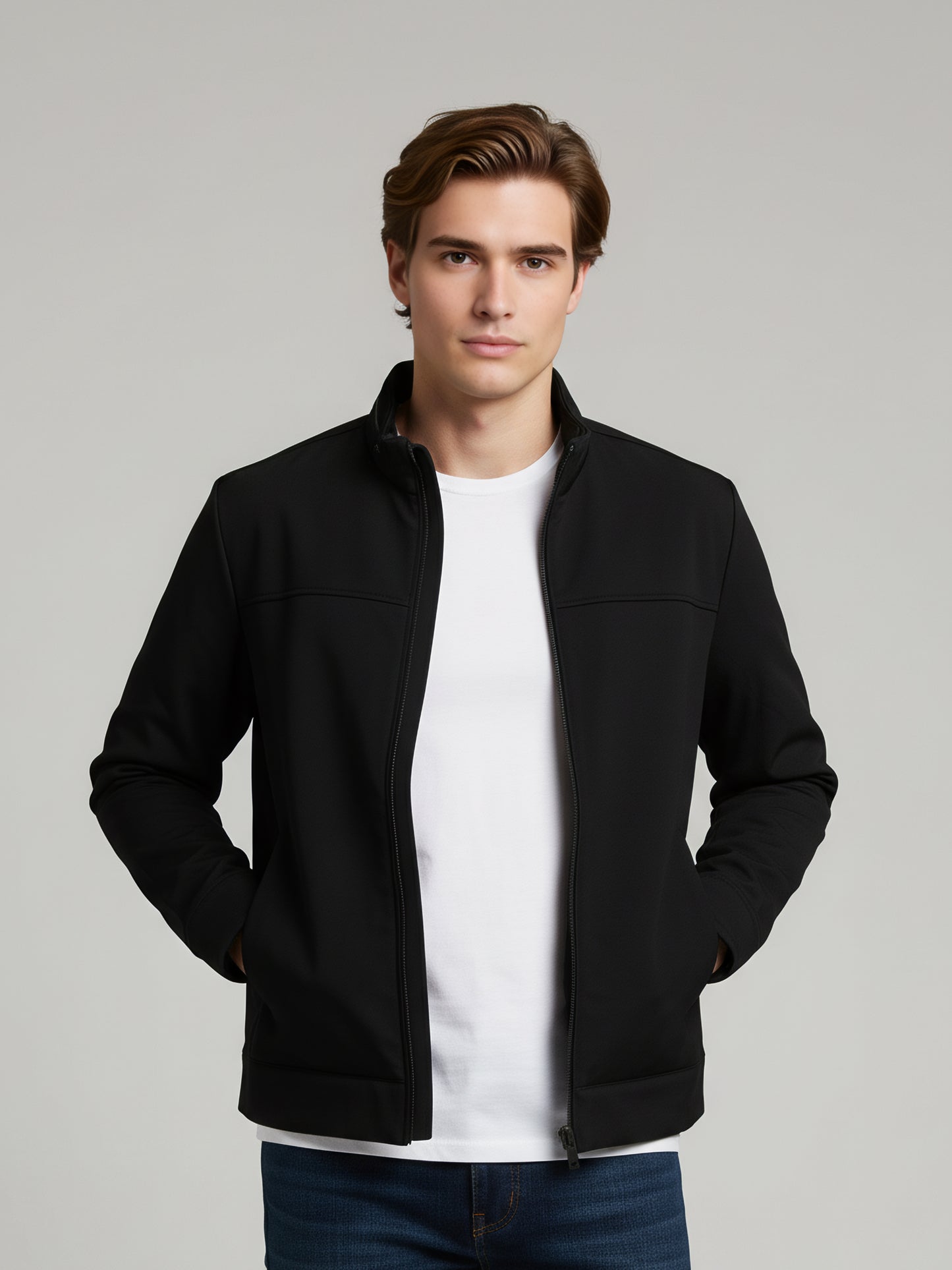 Celio Men Black Solid Regular Fit Polyester Jackets