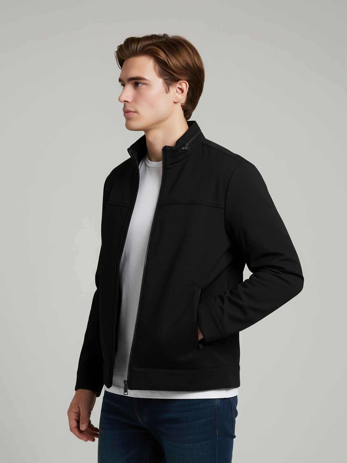 Celio Men Black Solid Regular Fit Polyester Jackets