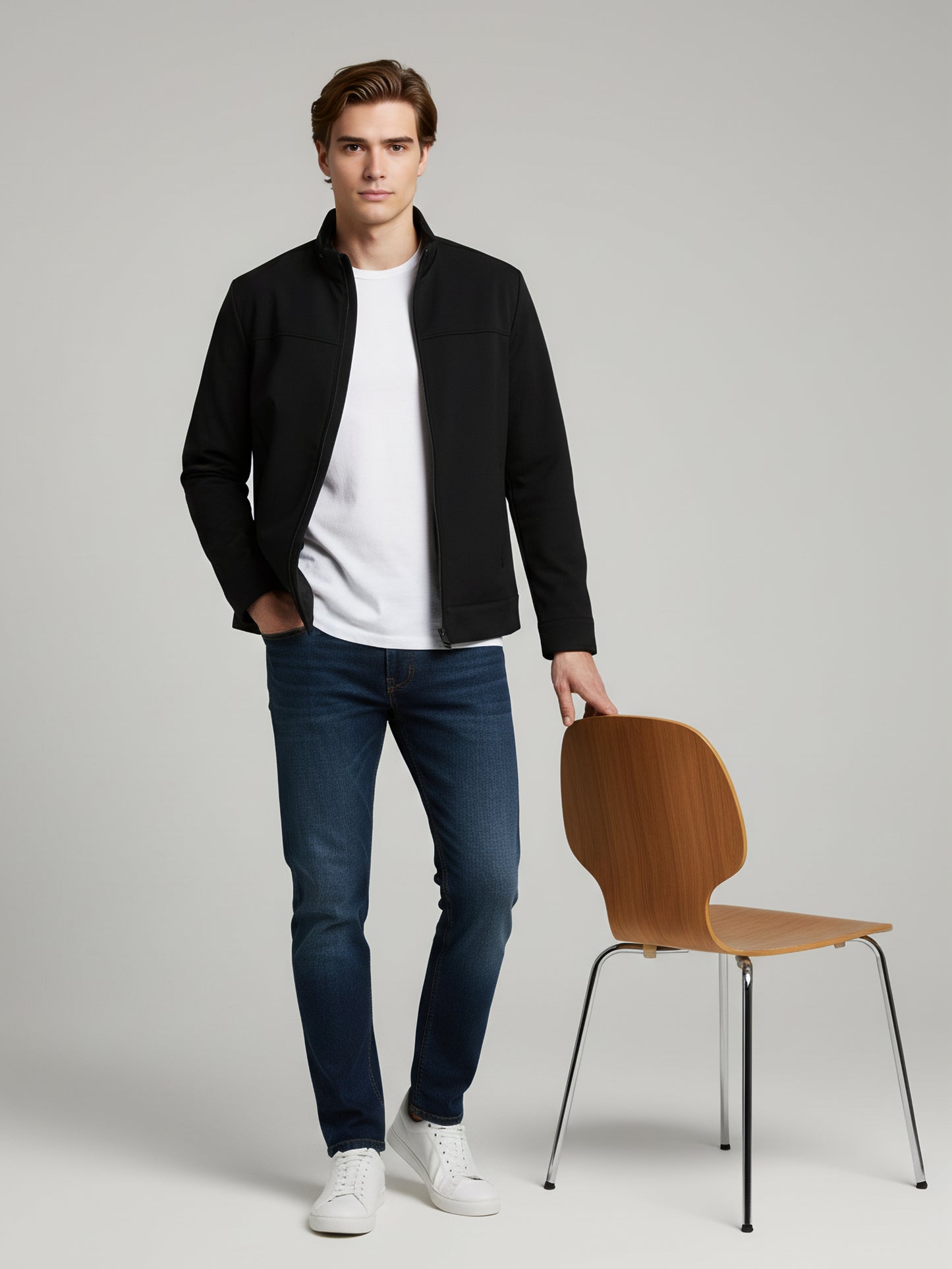 Celio Men Black Solid Regular Fit Polyester Jackets