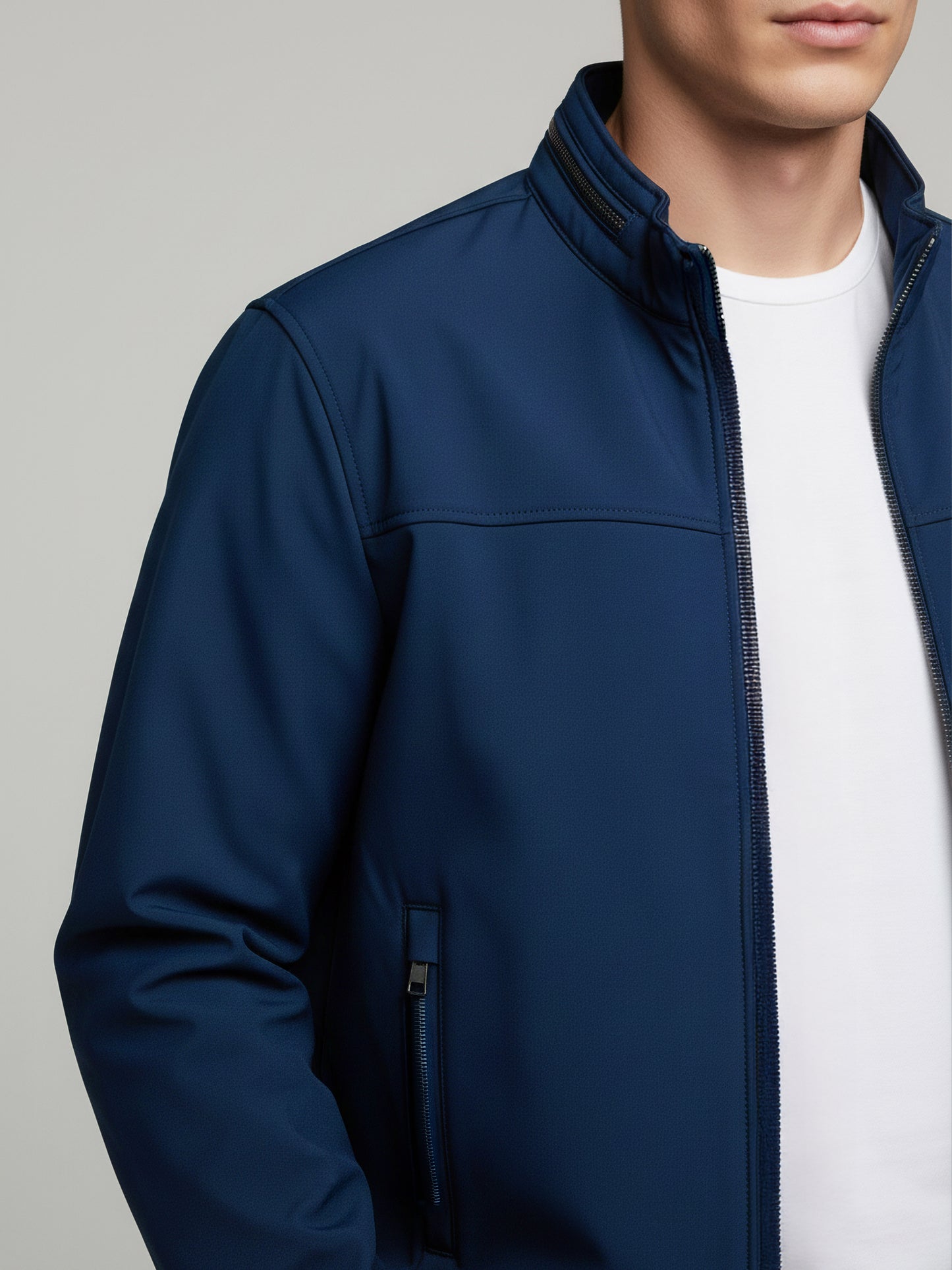 Celio* Men Blue Solid Regular Fit Polyester Jackets