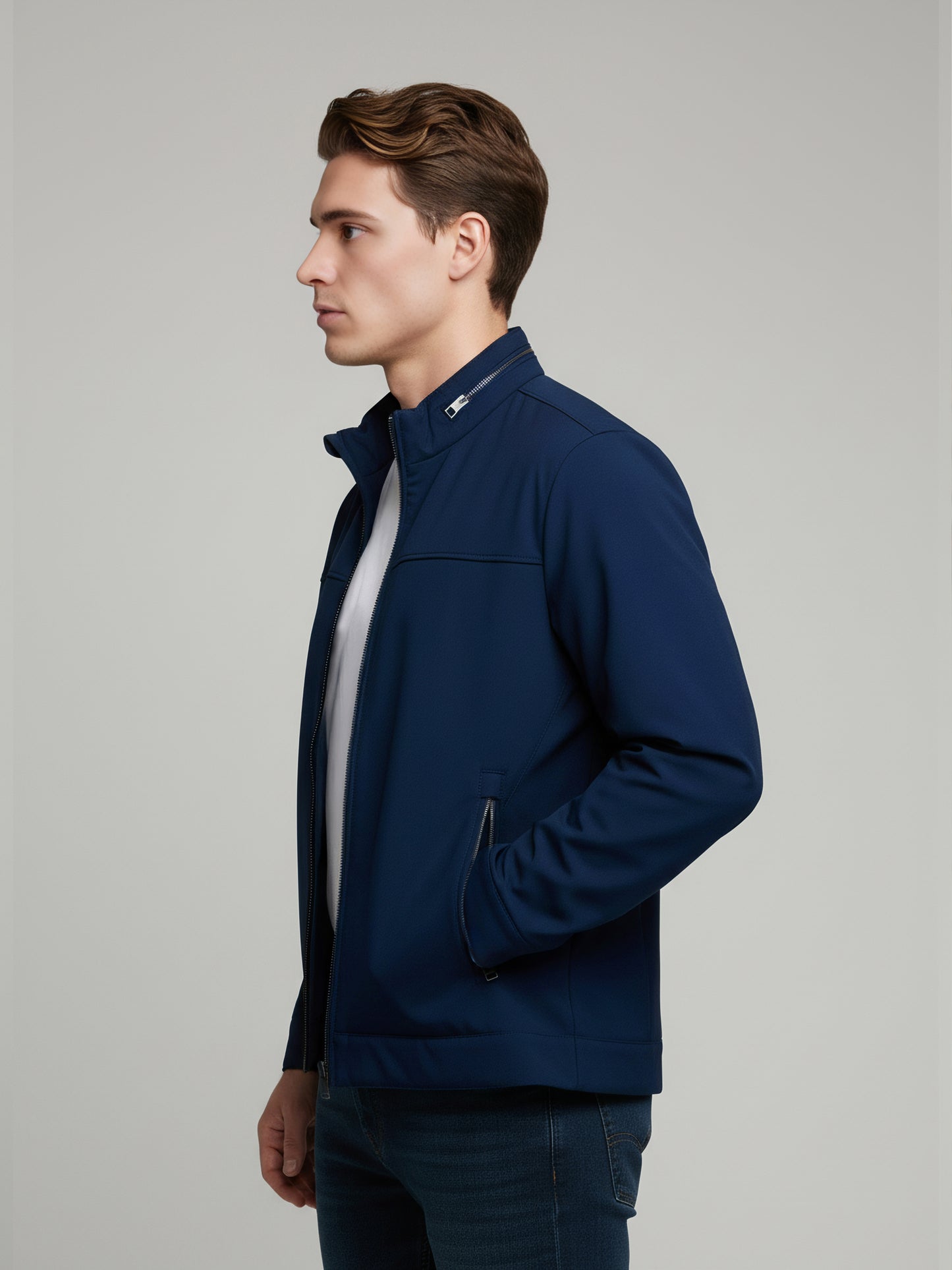 Celio* Men Blue Solid Regular Fit Polyester Jackets