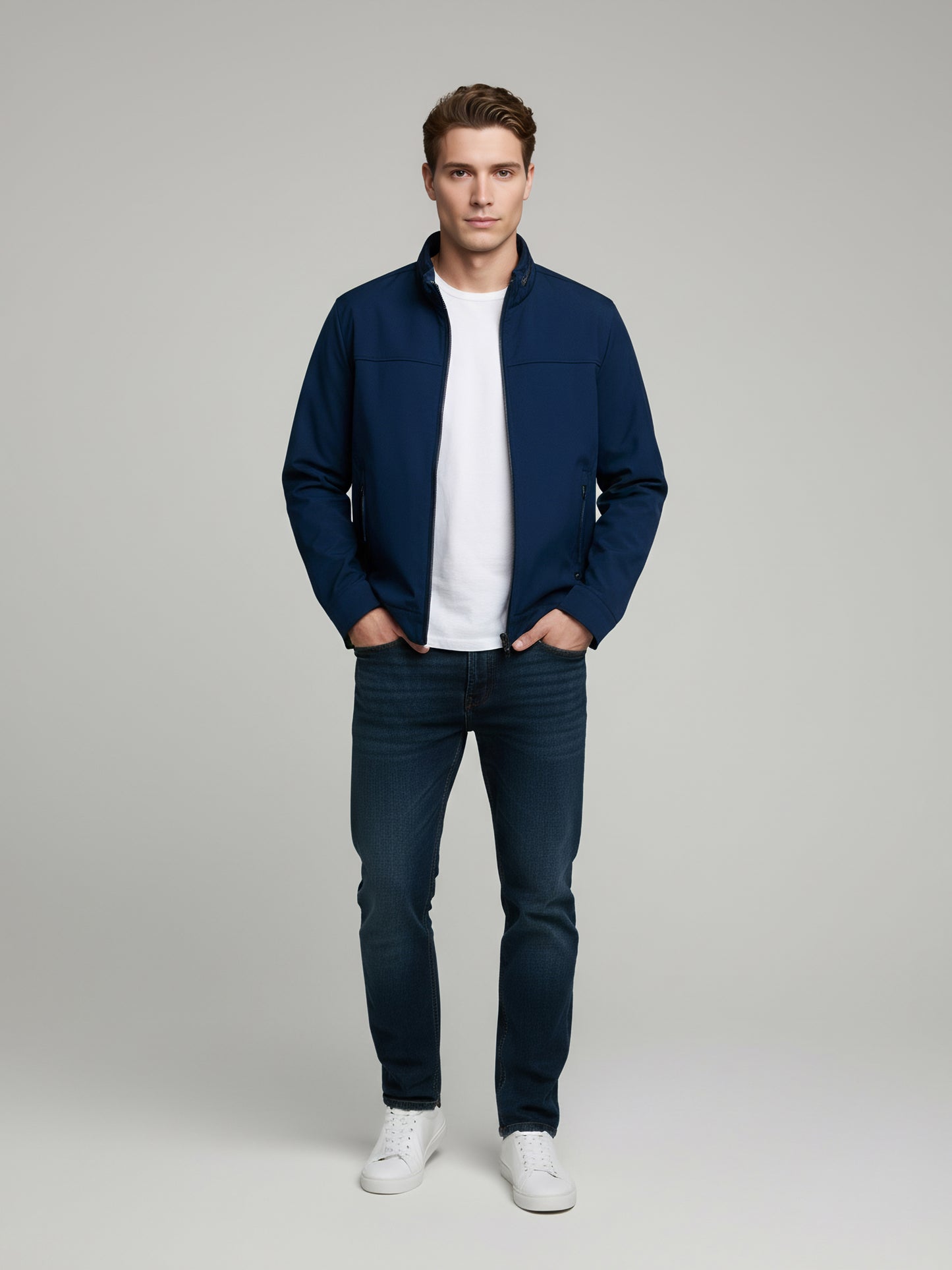 Celio* Men Blue Solid Regular Fit Polyester Jackets