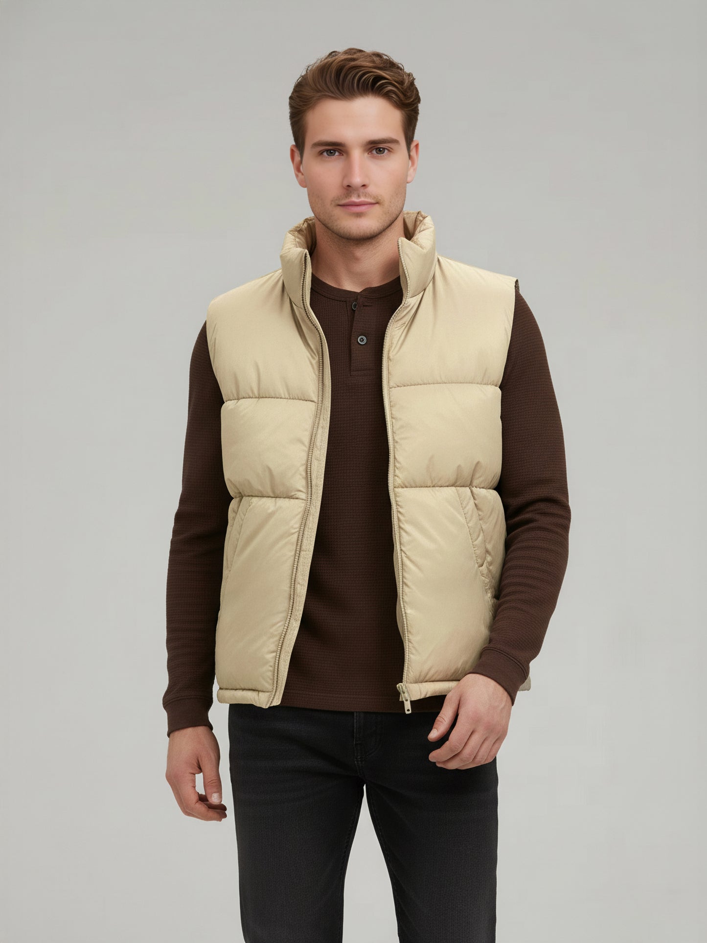 Celio* Men Beige Solid Regular Fit Polyester Jackets