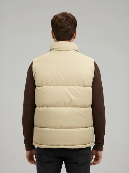 Celio* Men Beige Solid Regular Fit Polyester Jackets