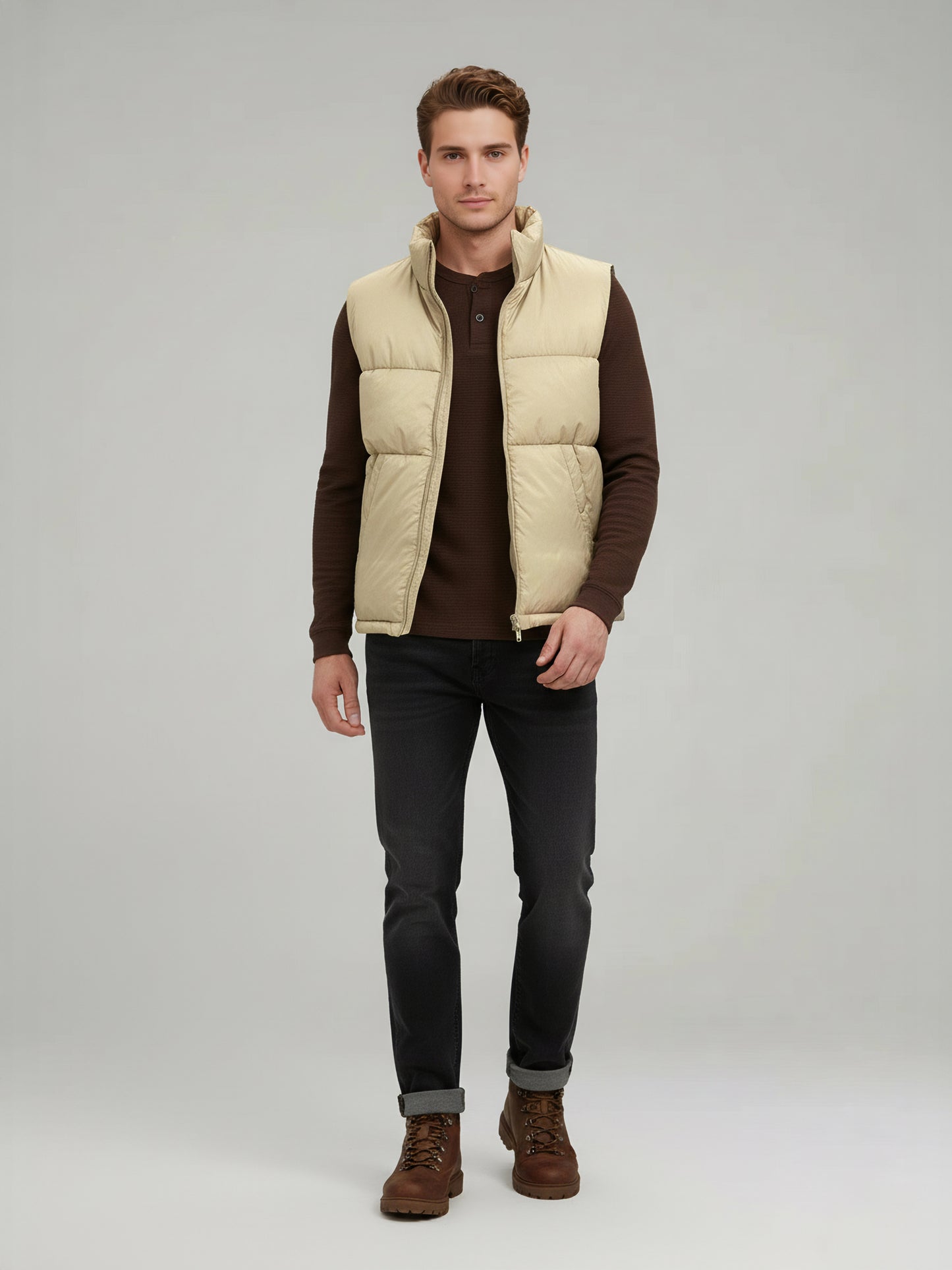 Celio* Men Beige Solid Regular Fit Polyester Jackets