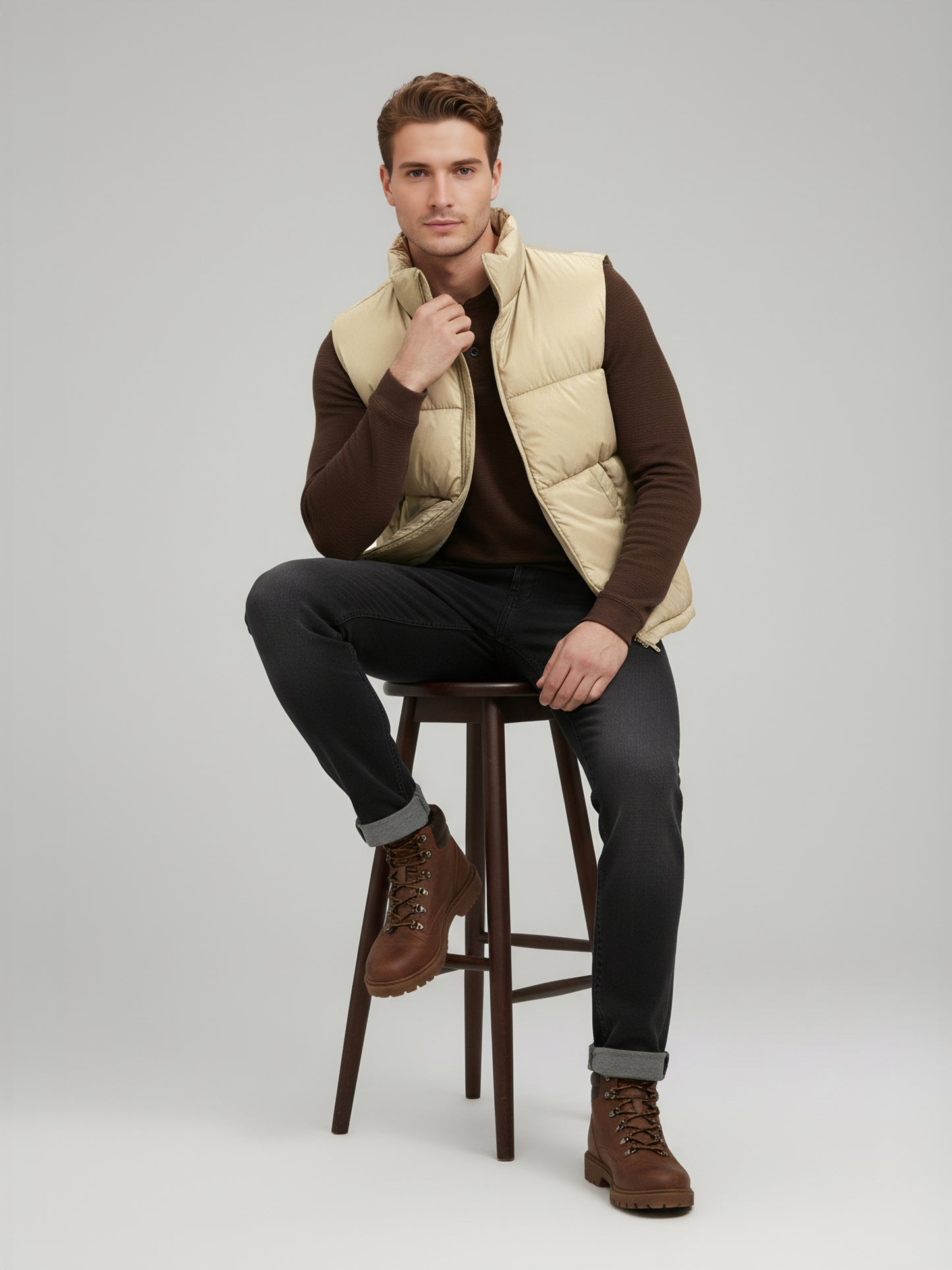 Celio* Men Beige Solid Regular Fit Polyester Jackets