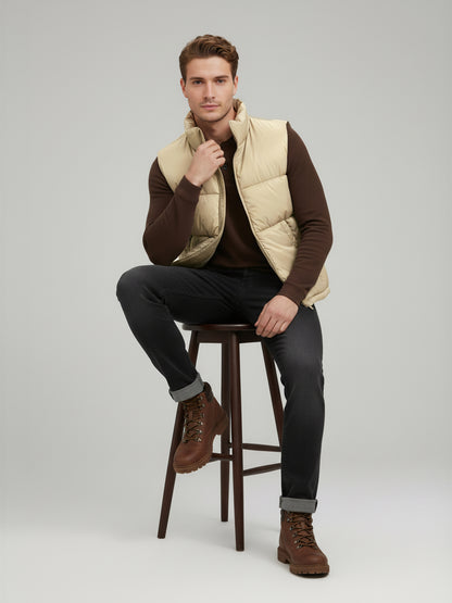 Celio* Men Beige Solid Regular Fit Polyester Jackets