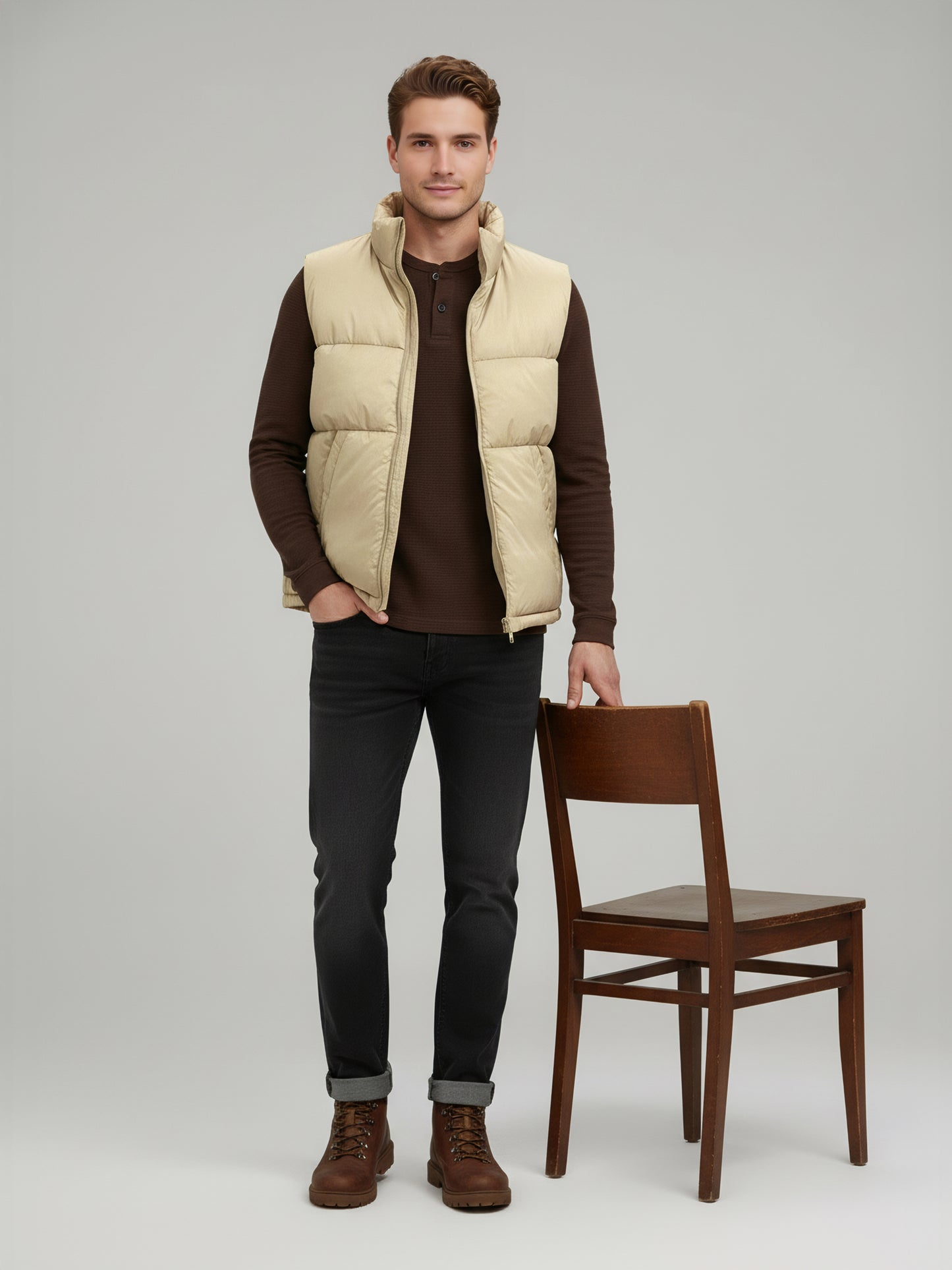 Celio* Men Beige Solid Regular Fit Polyester Jackets