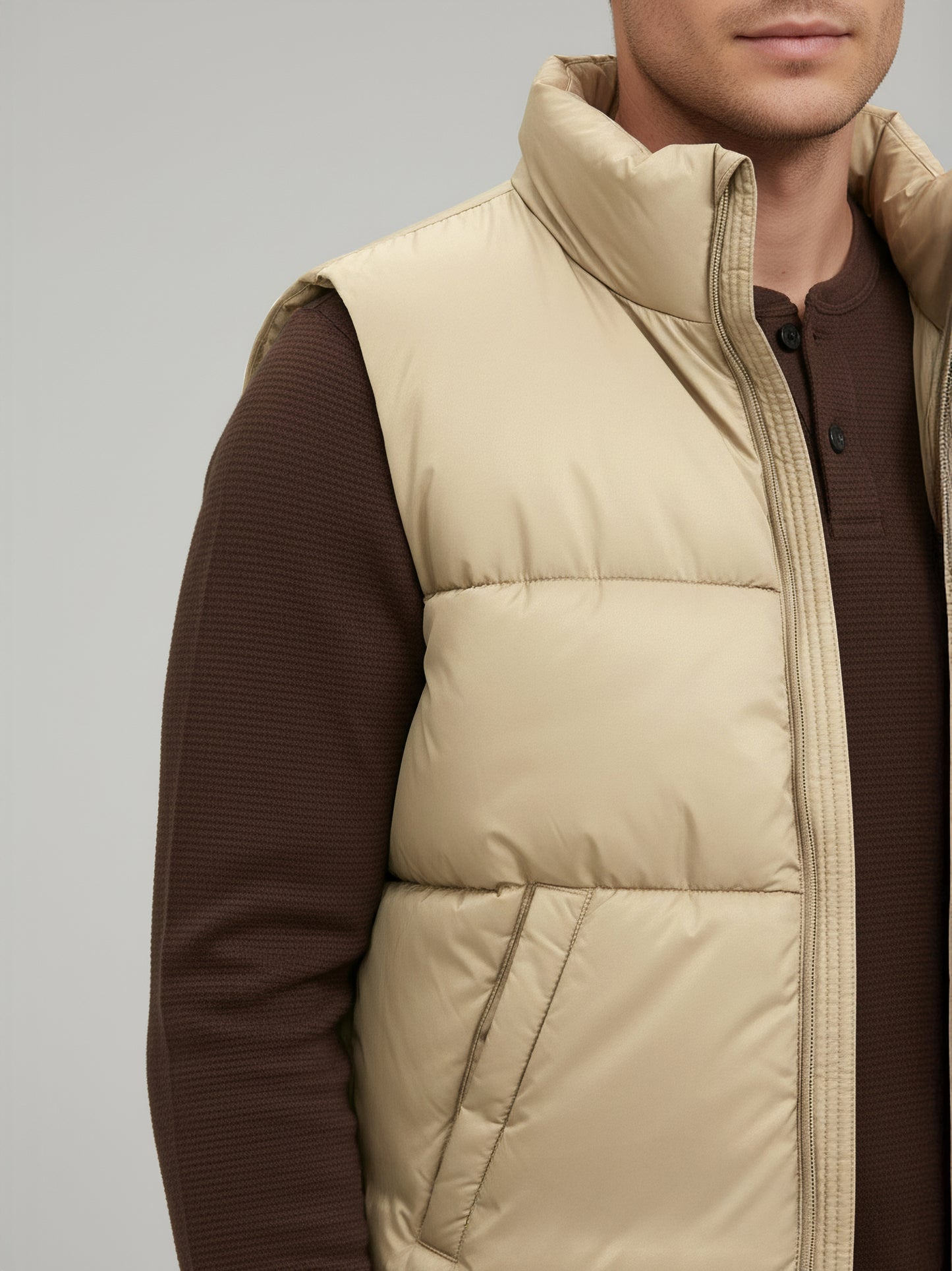 Celio* Men Beige Solid Regular Fit Polyester Jackets