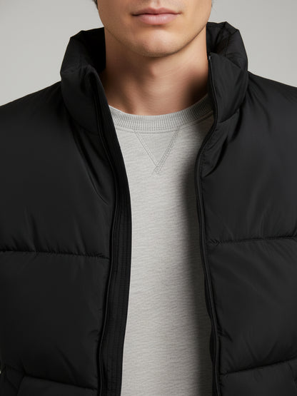 Celio* Men Black Solid Regular Fit Polyester Jackets