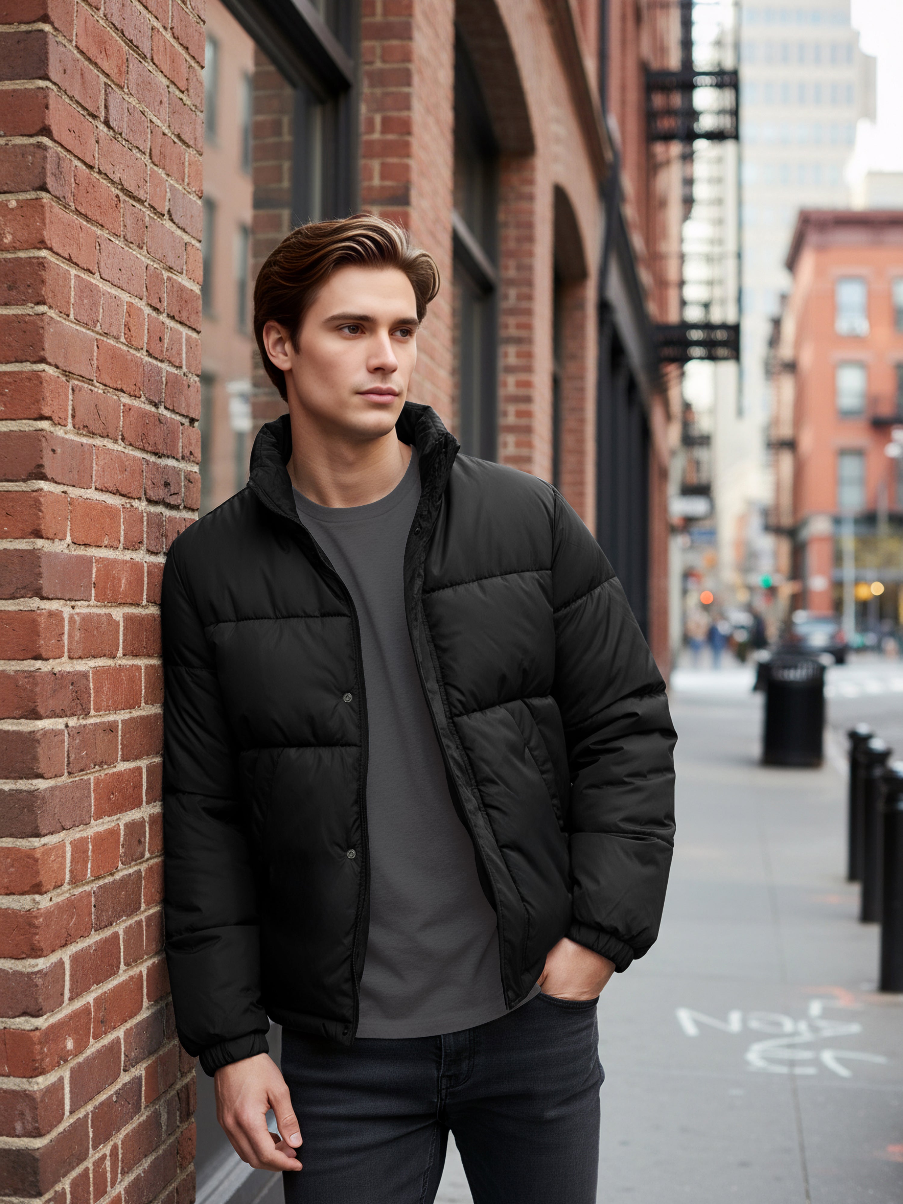 Celio* Men Black Solid Regular Fit Polyester Jackets