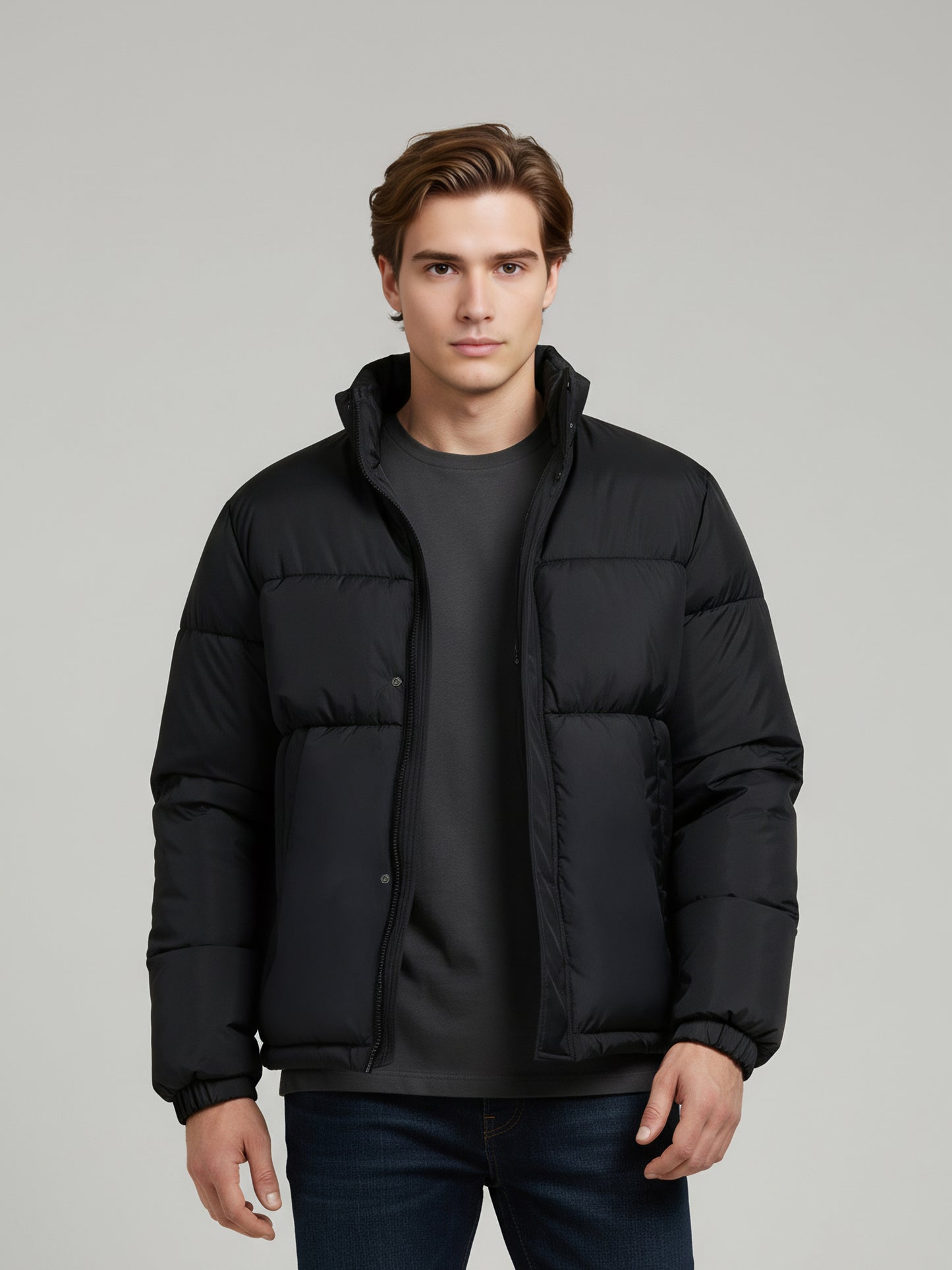 Celio* Men Black Solid Regular Fit Polyester Jackets