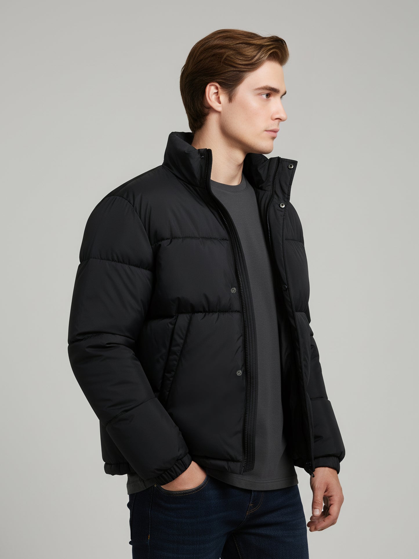 Celio* Men Black Solid Regular Fit Polyester Jackets