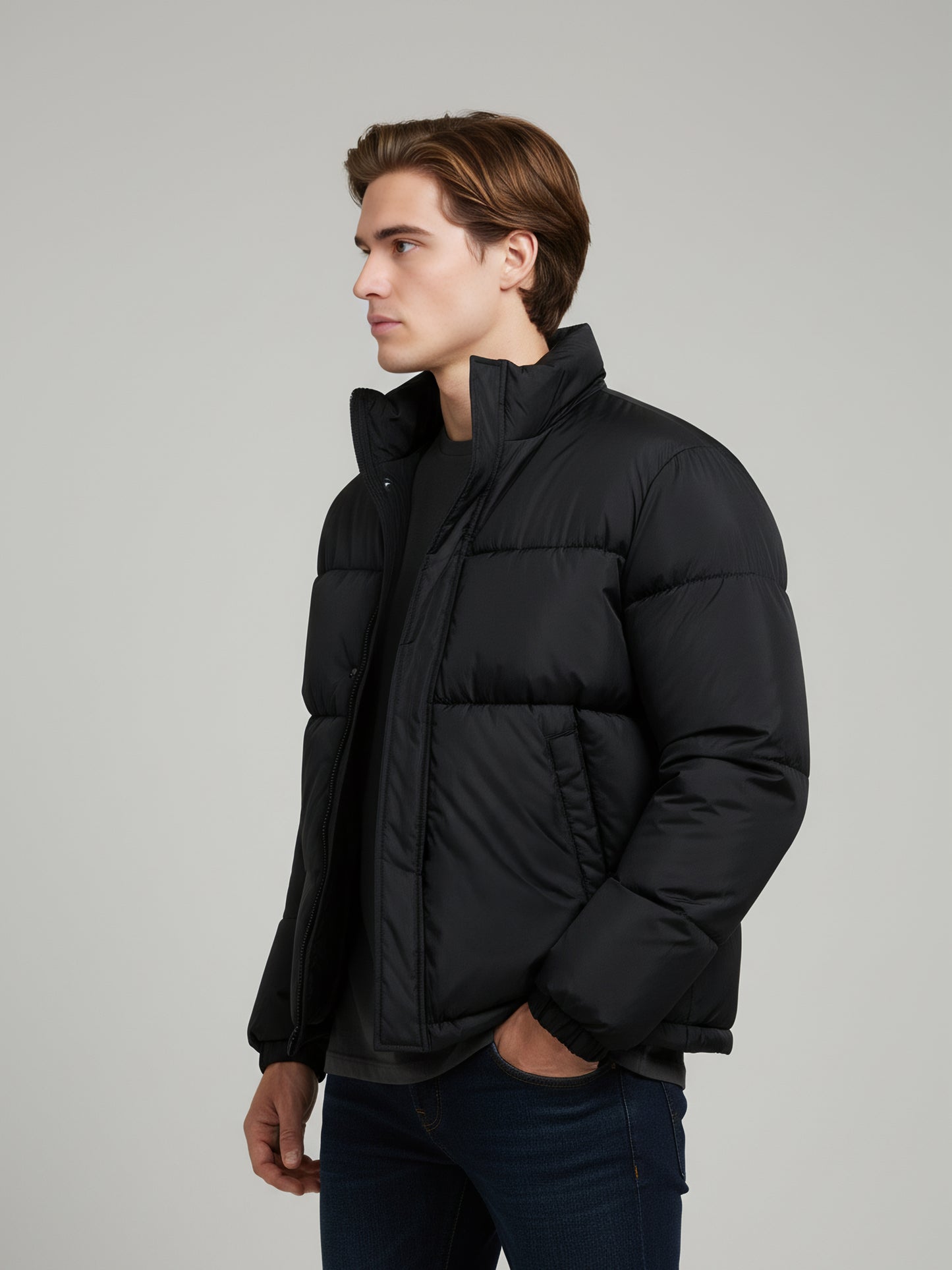 Celio* Men Black Solid Regular Fit Polyester Jackets