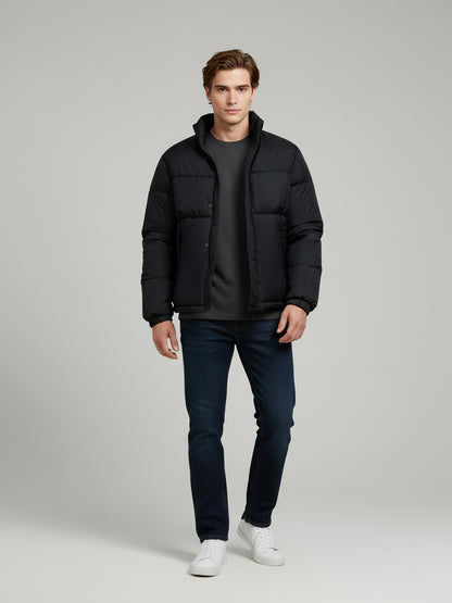 Celio* Men Black Solid Regular Fit Polyester Jackets