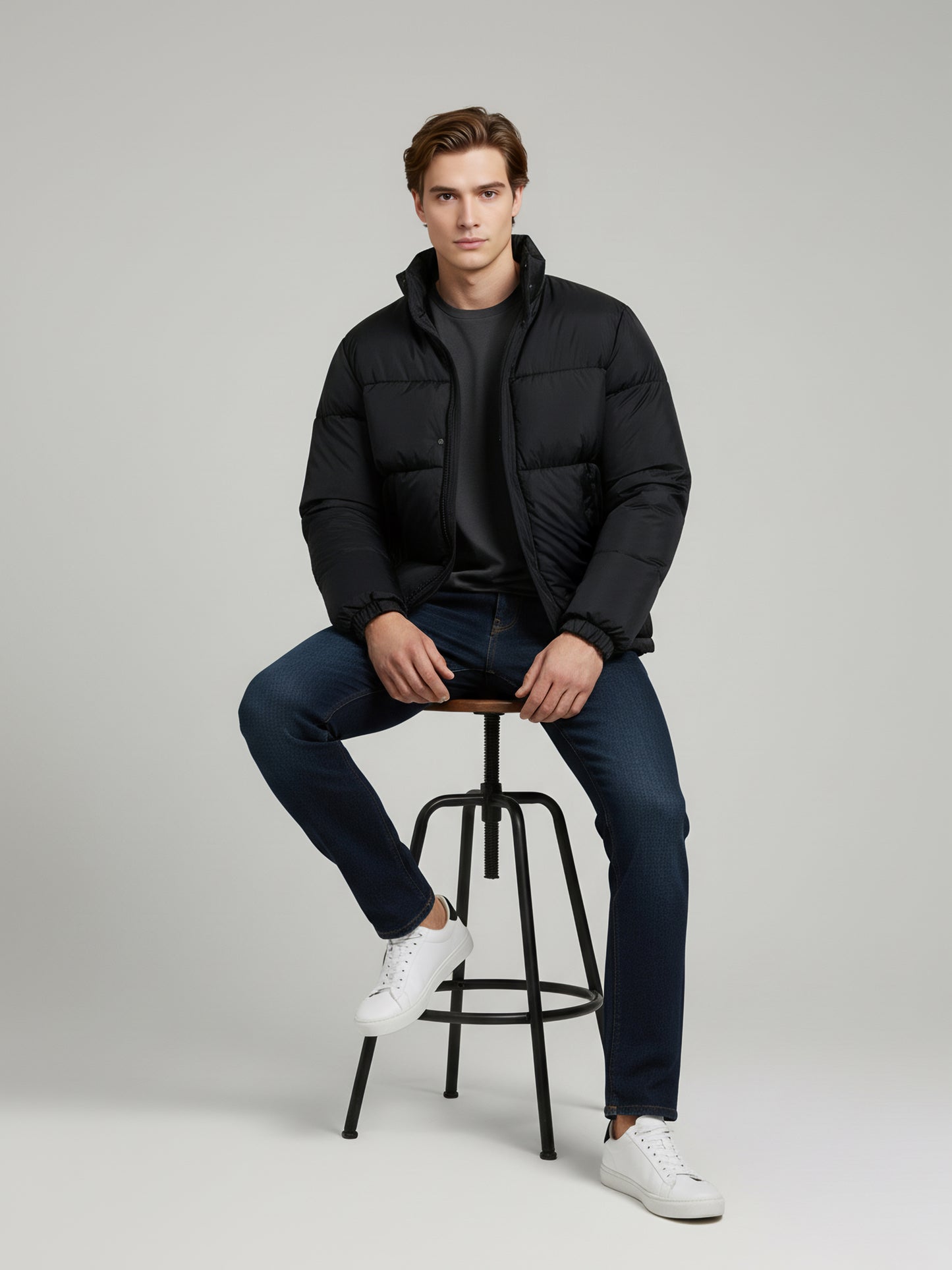 Celio* Men Black Solid Regular Fit Polyester Jackets