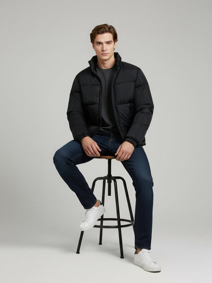 Celio* Men Black Solid Regular Fit Polyester Jackets