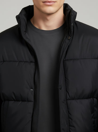 Celio* Men Black Solid Regular Fit Polyester Jackets