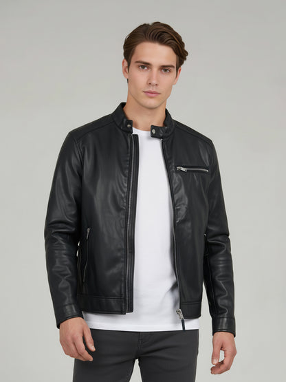 Celio Men Black Solid Regular Fit Polyester Jackets