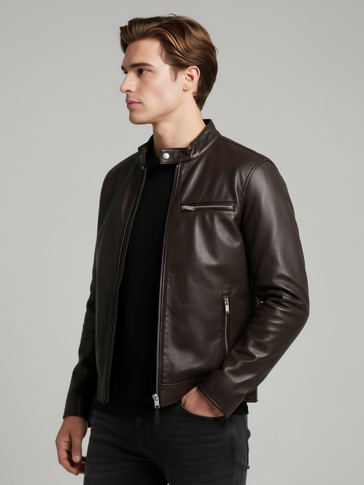 Celio* Men Brown Solid Regular Fit Polyester Jackets