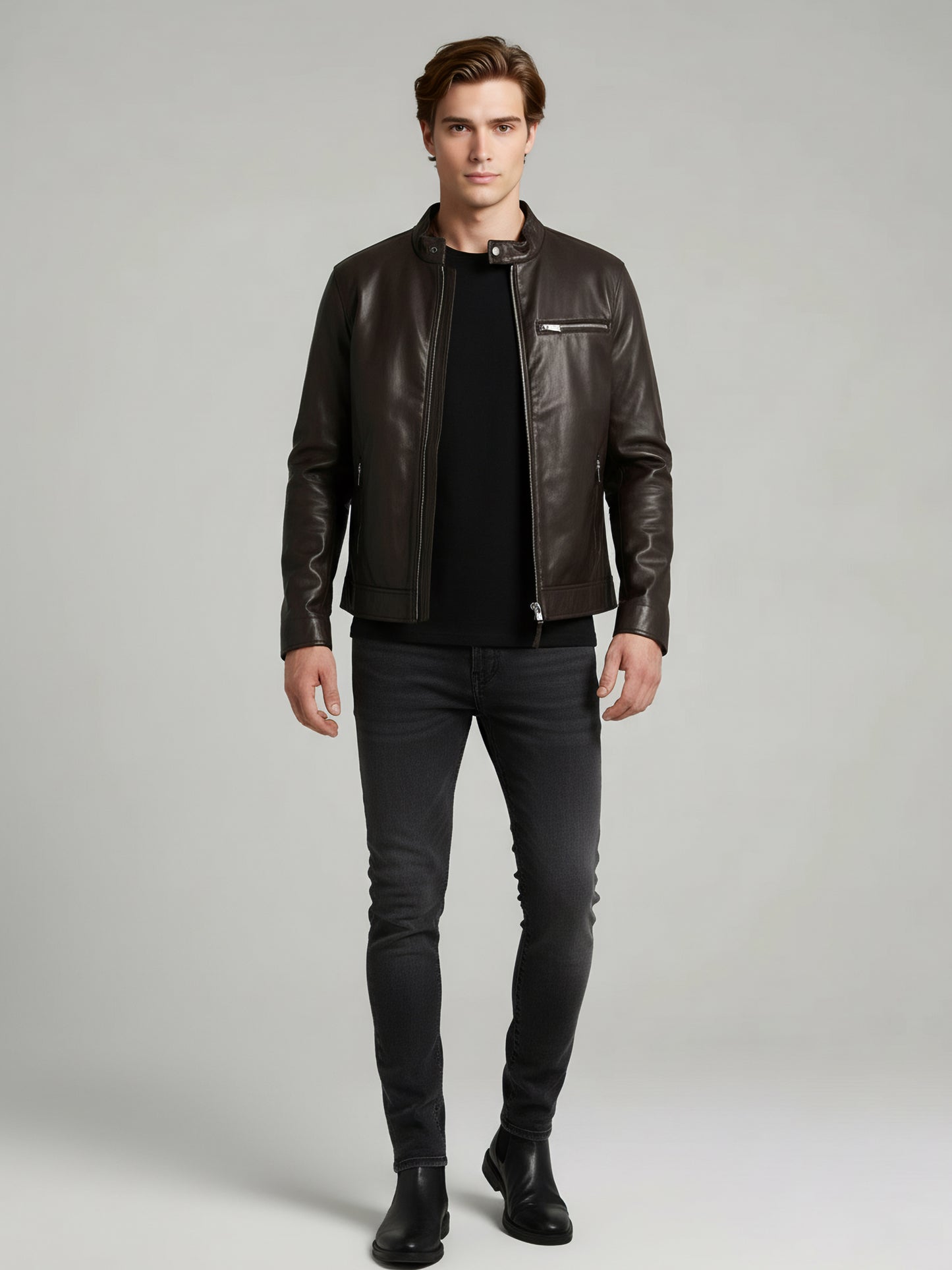 Celio* Men Brown Solid Regular Fit Polyester Jackets