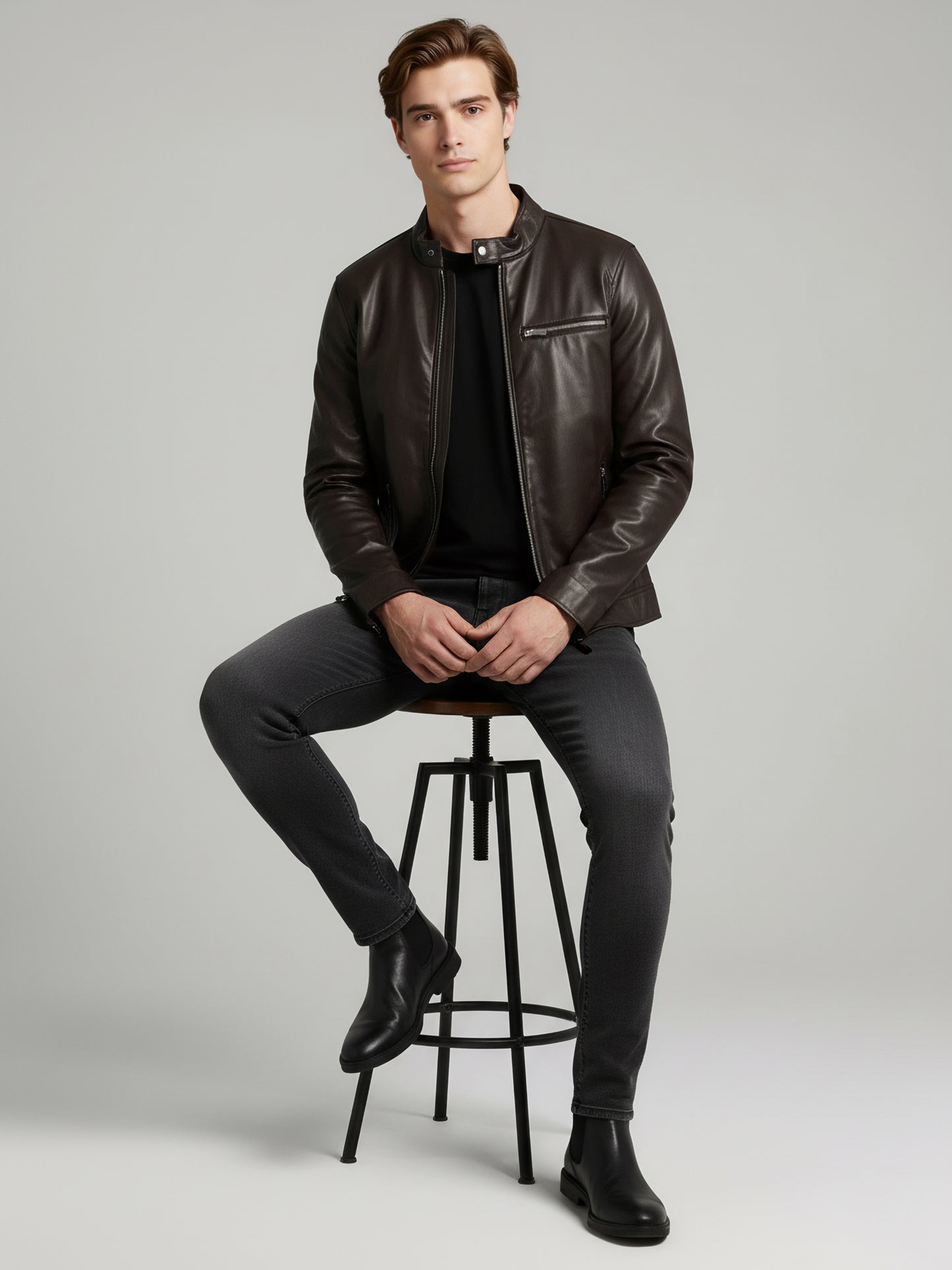 Celio* Men Brown Solid Regular Fit Polyester Jackets