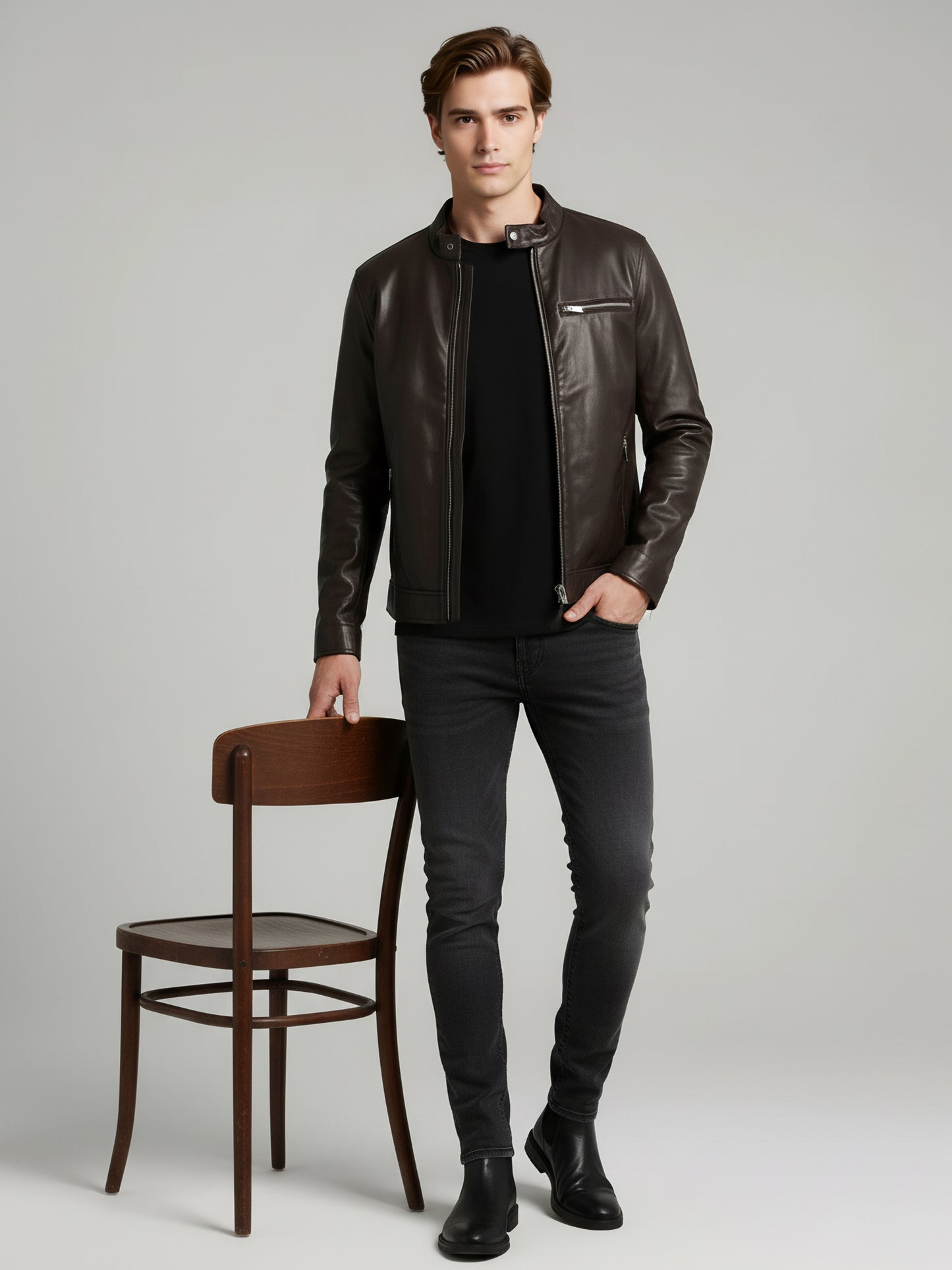 Celio* Men Brown Solid Regular Fit Polyester Jackets